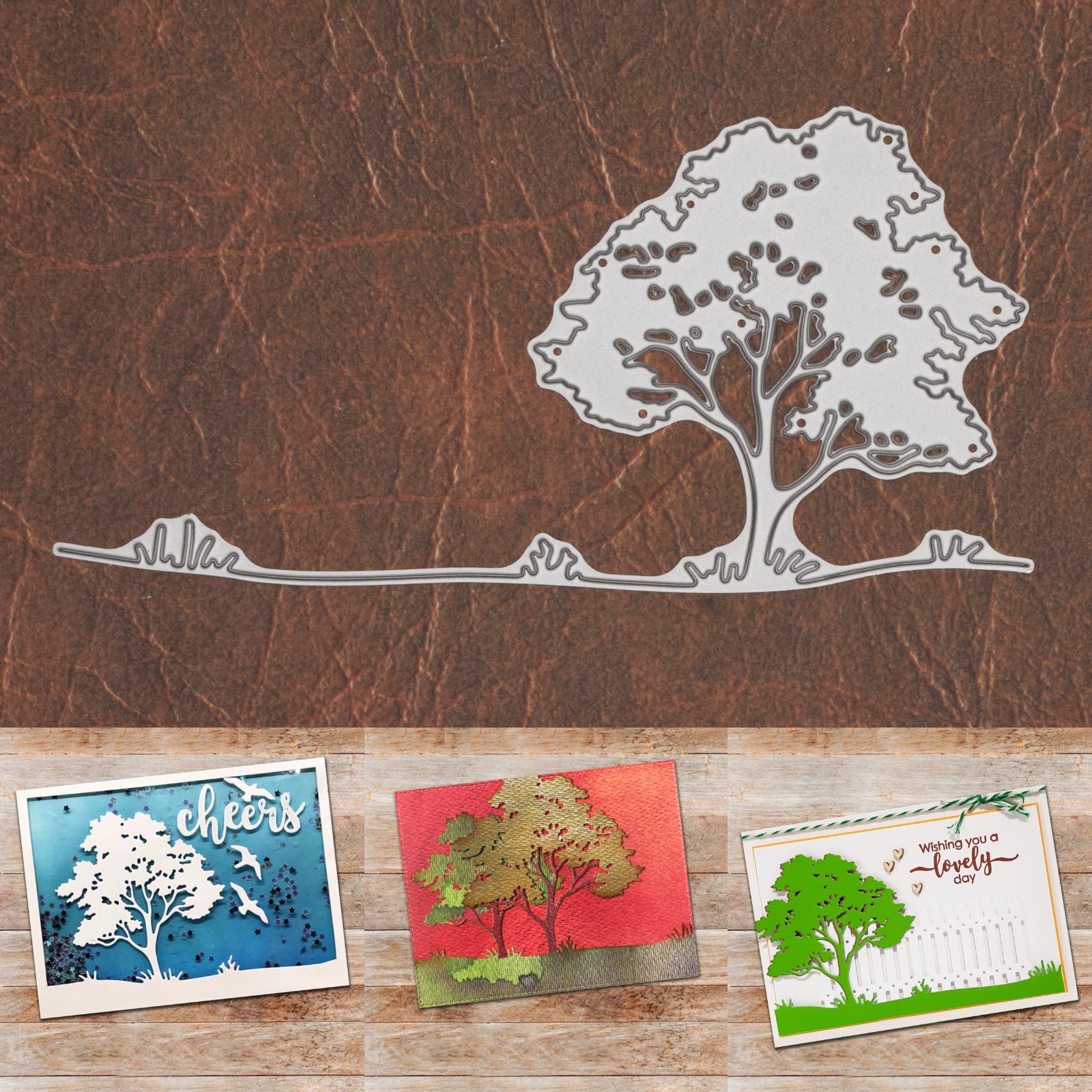 Big Tree w Grass Tuffs Backdrop Border Cutting Die