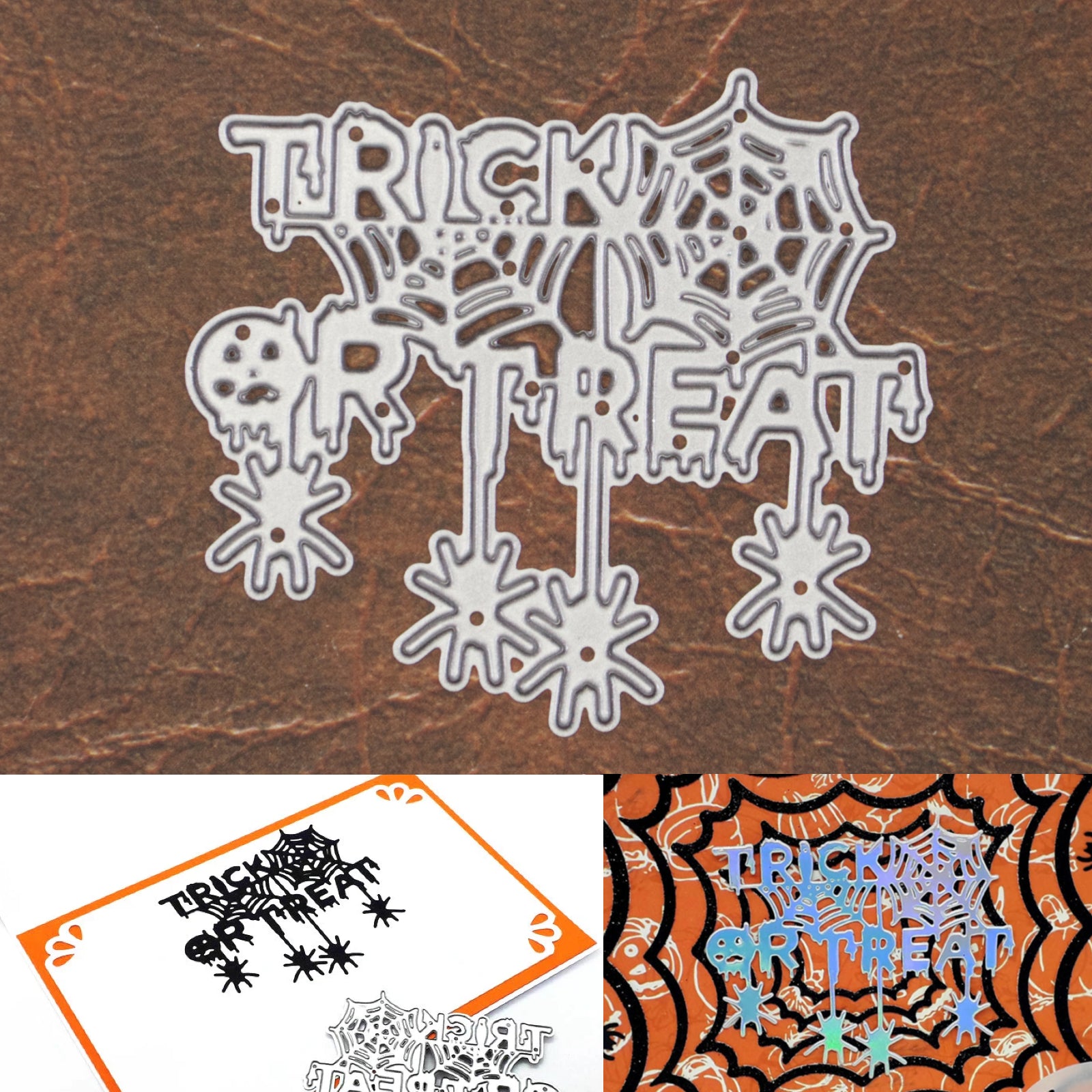 Trick or Treat Words Halloween Sentiment Cutting Die w Spiders & Webs