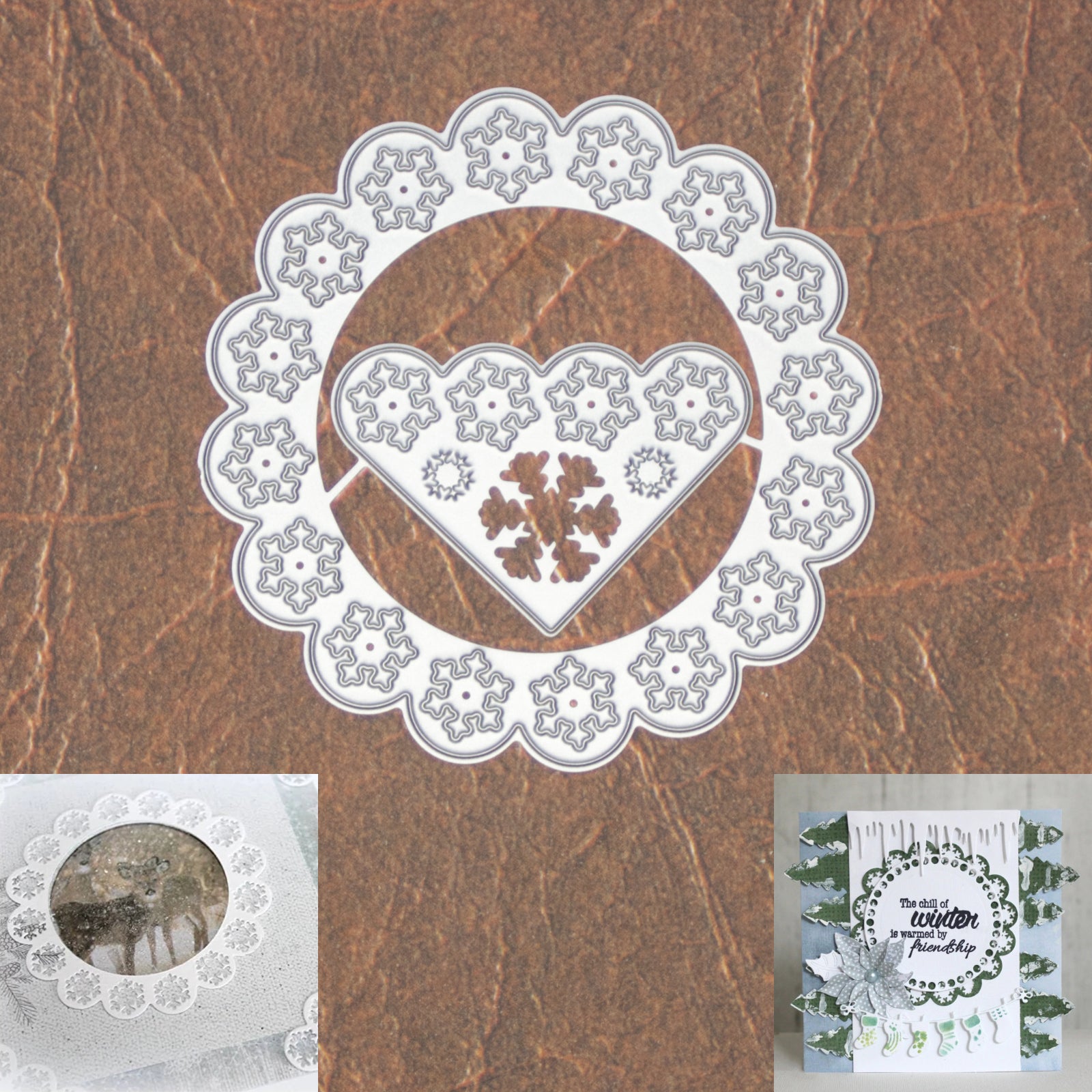 Snowflakes Scallop Circle Tag w Corner Cutting & Embossing Dies