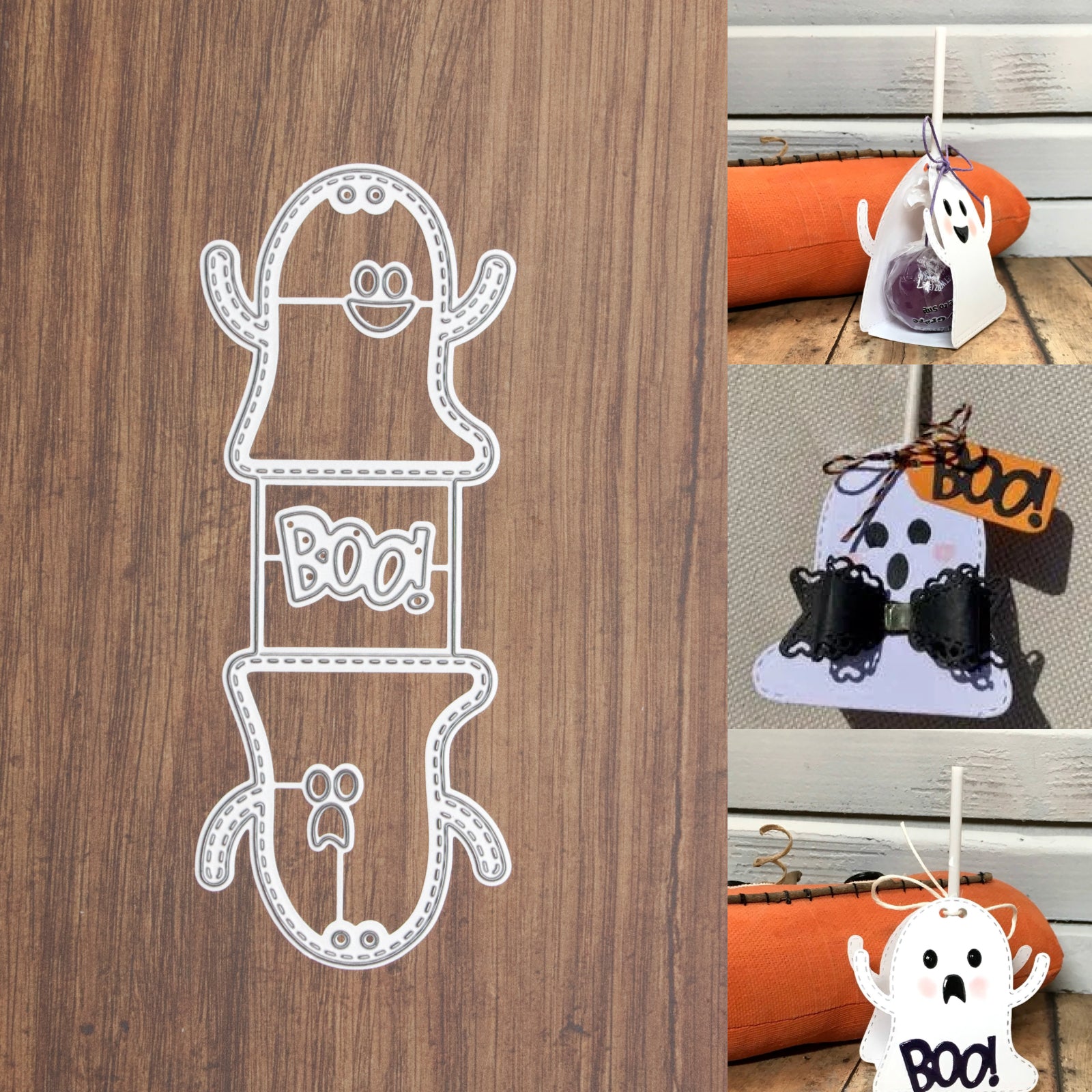 Stitched Ghost Treat Holder w BOO! Cutting & Embossing Dies