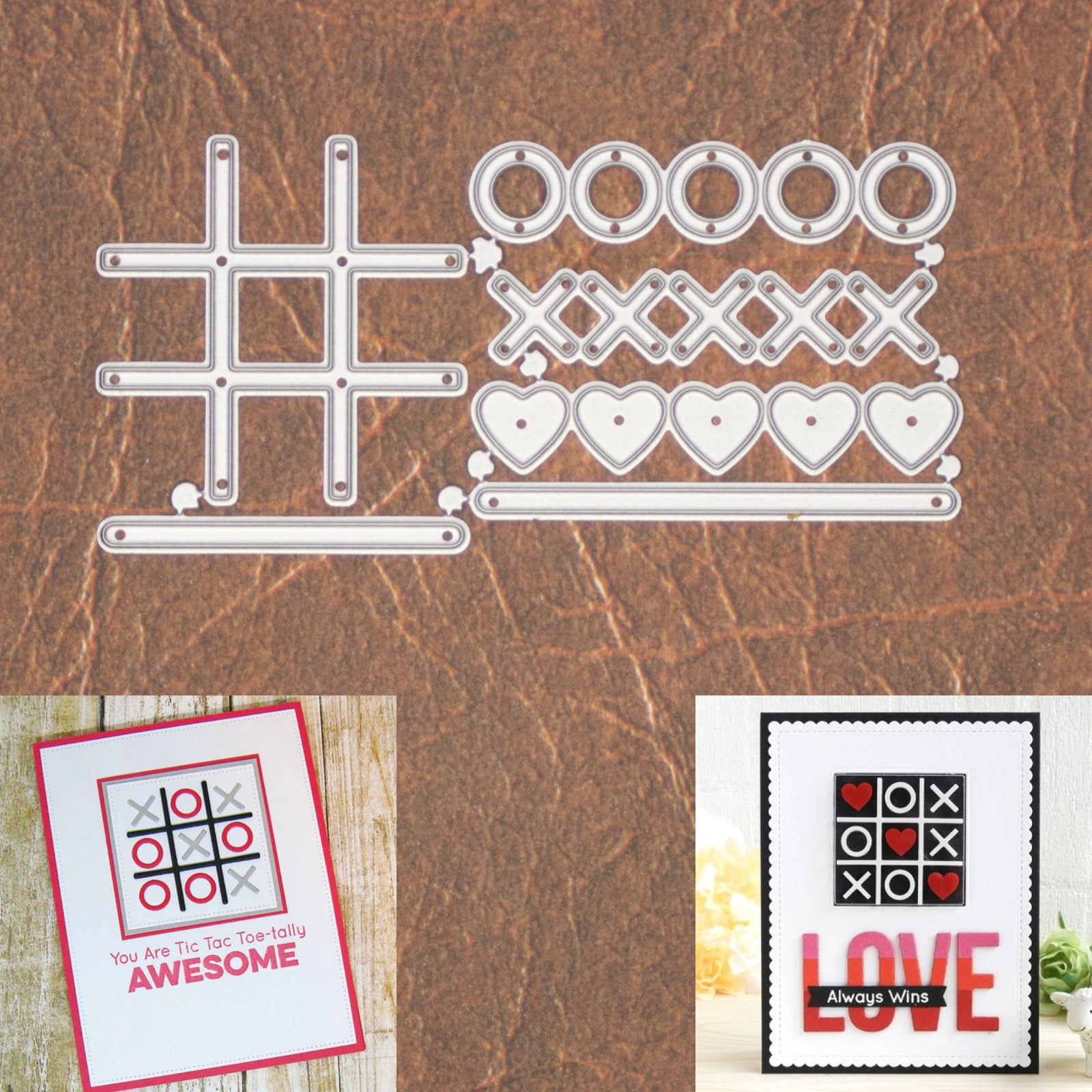 XOXO Tic-Tac-Toe Game w Hearts Cutting Dies