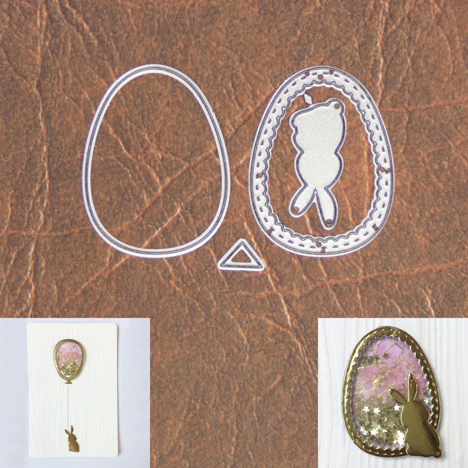 Stitched Easter Egg / Balloon Shaker w Bunny Cutting Dies