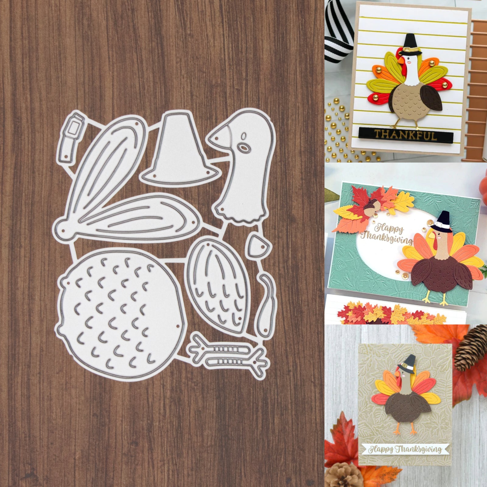 Detailed Turkey w Pilgrim Hat Cutting Dies