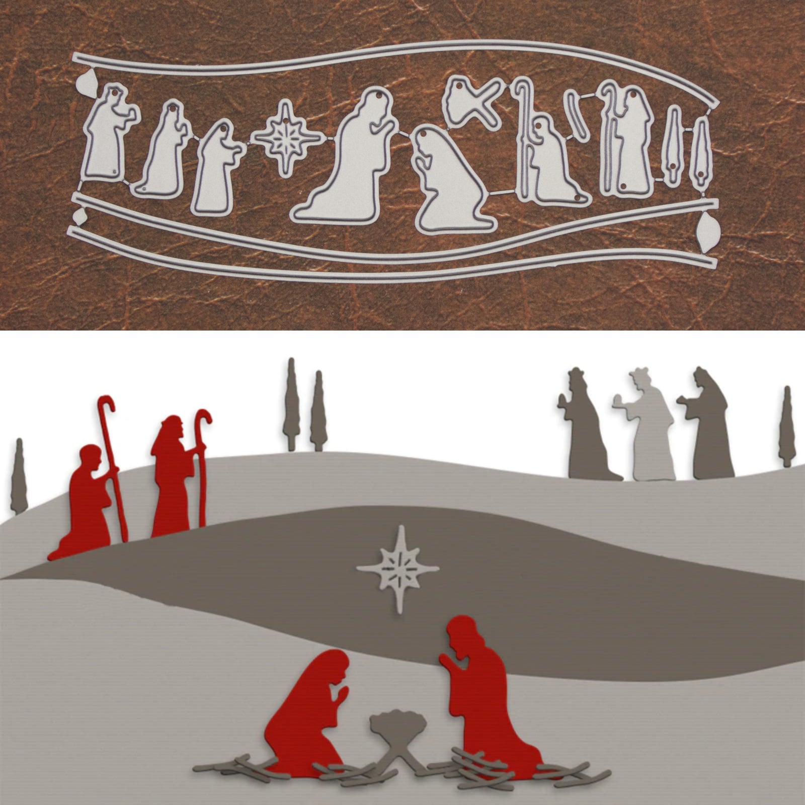 Nativity Scene Builder w Slopes Borders Cutting Dies