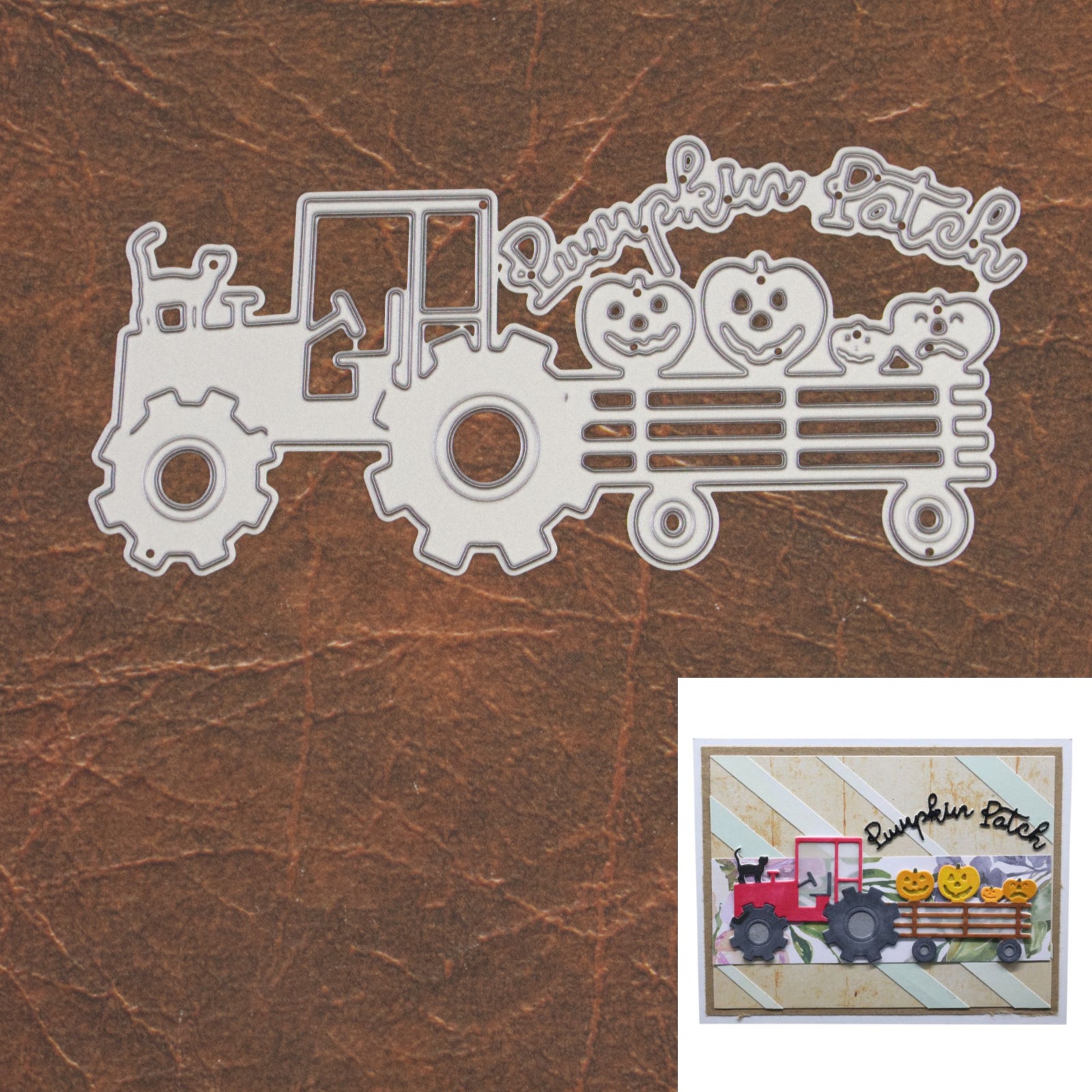 Pumpkin Patch Halloween Tractor w Trailer Cutting Die
