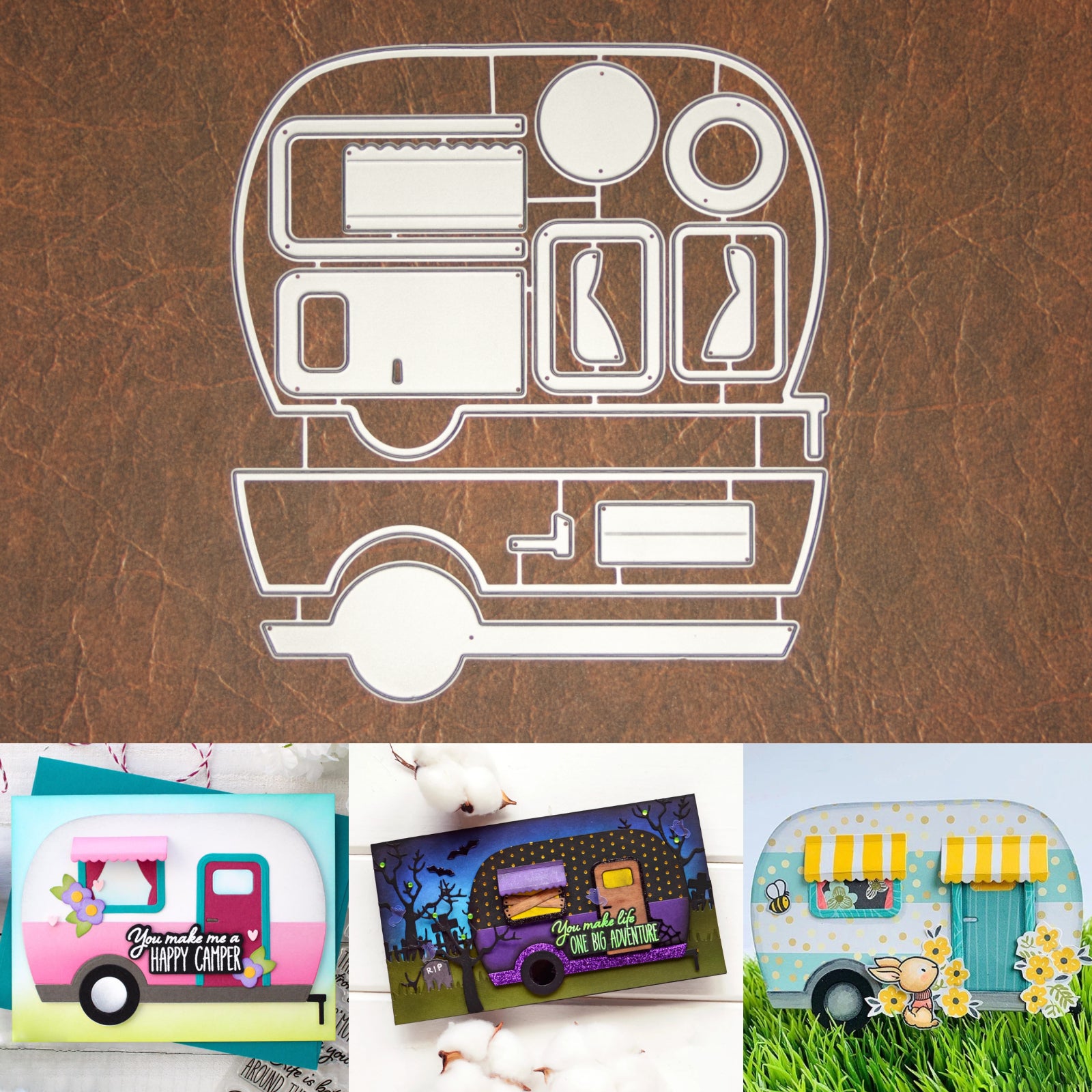 Large Camper Trailer Card Cutting & Embossing Dies