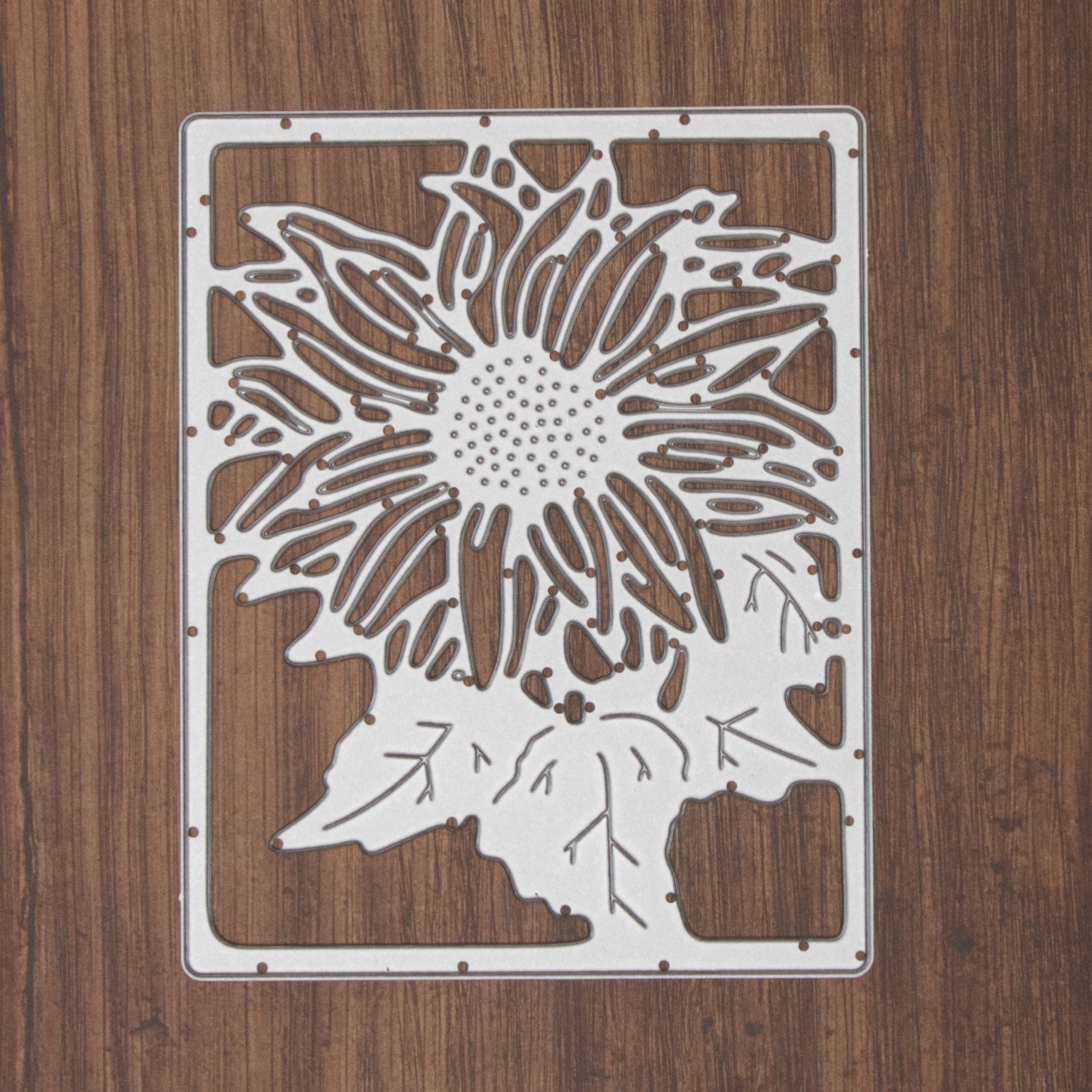 Sunflower w Leaves Background Frame Cutting Die