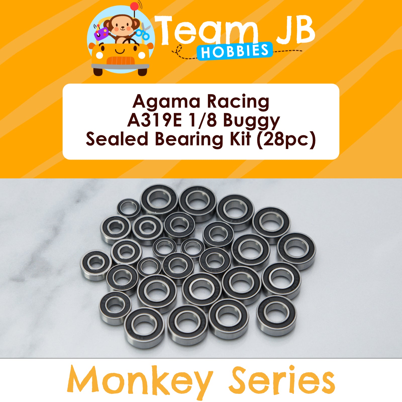 Agama Racing A319E, N1e, 1/8 Buggy - 28 Pcs Rubber Sealed Bearings Kit