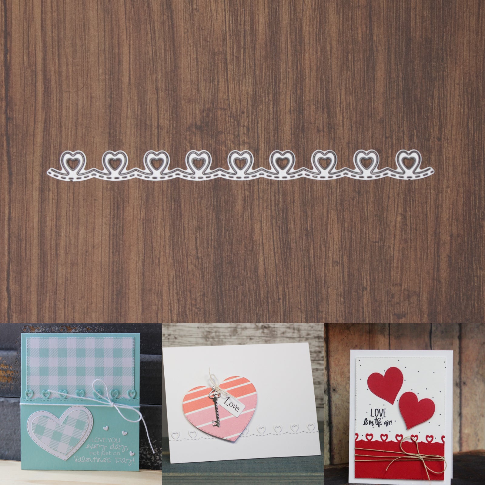 Stitched Waves w Cutout Hearts Border Cutting Die