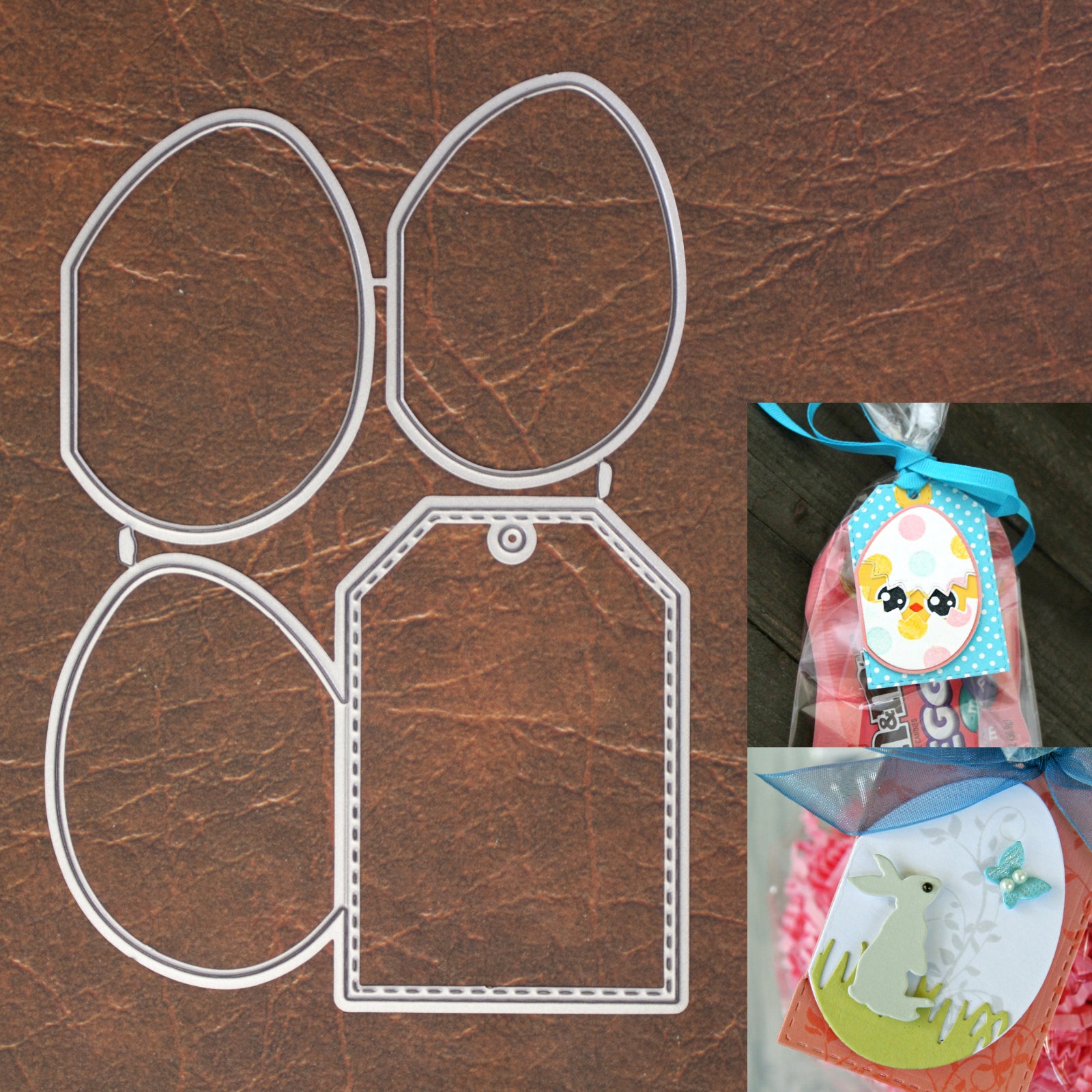 Egg Fold Over Stitched Tag Cutting Dies