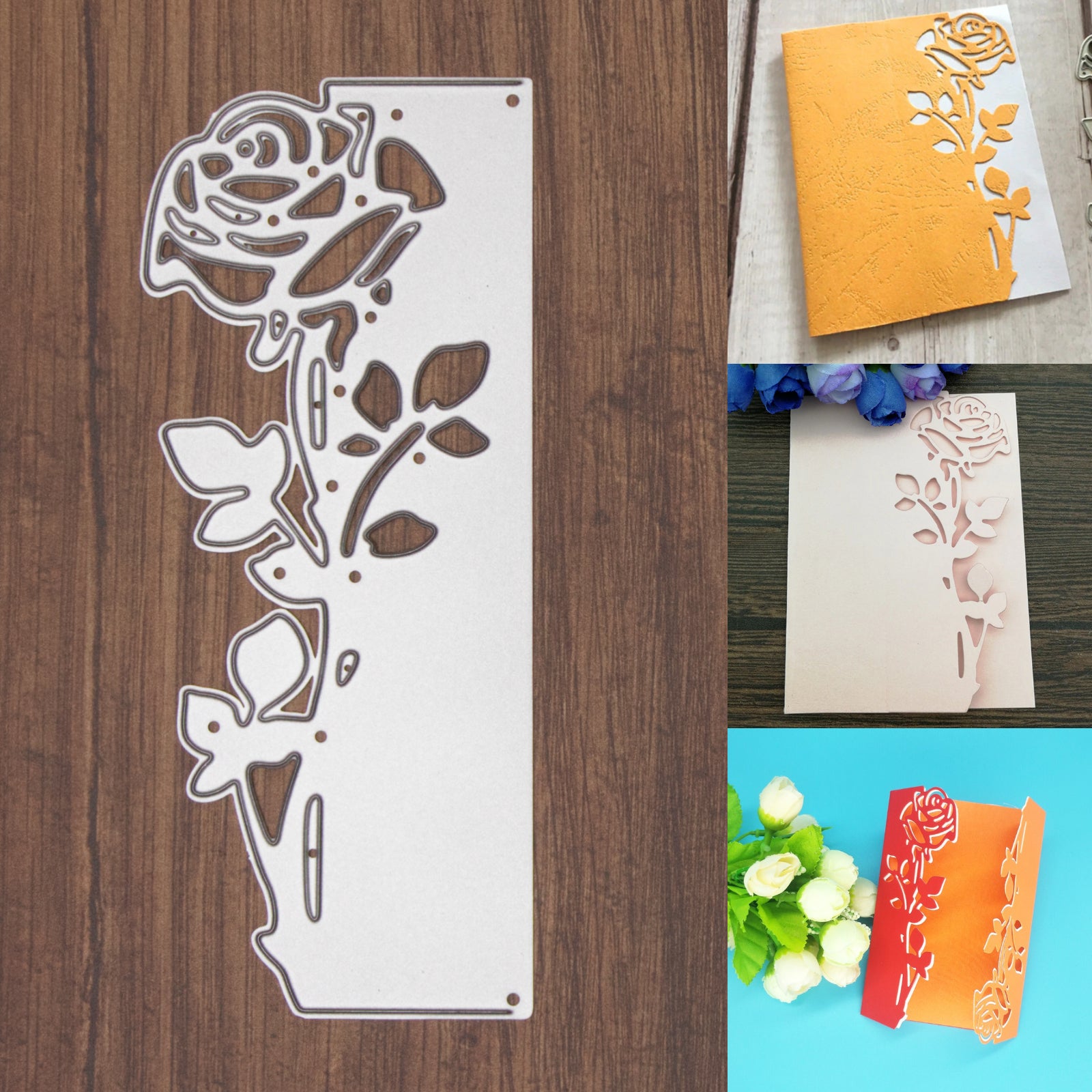 Rose Stem w Leaves Cutout Border Cutting Die