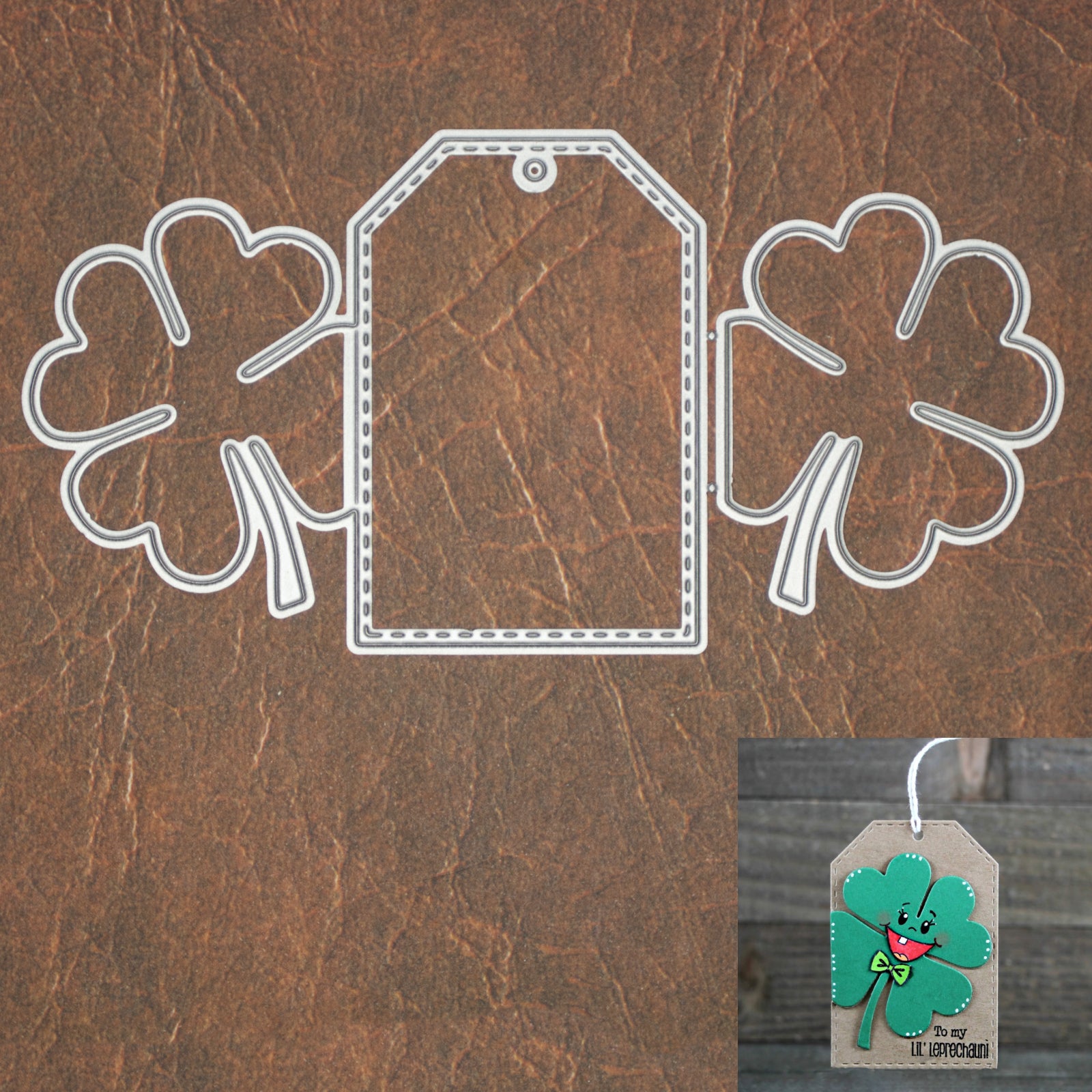 Shamrock Fold Over Stitched Gift Tag Cutting & Embossing Dies