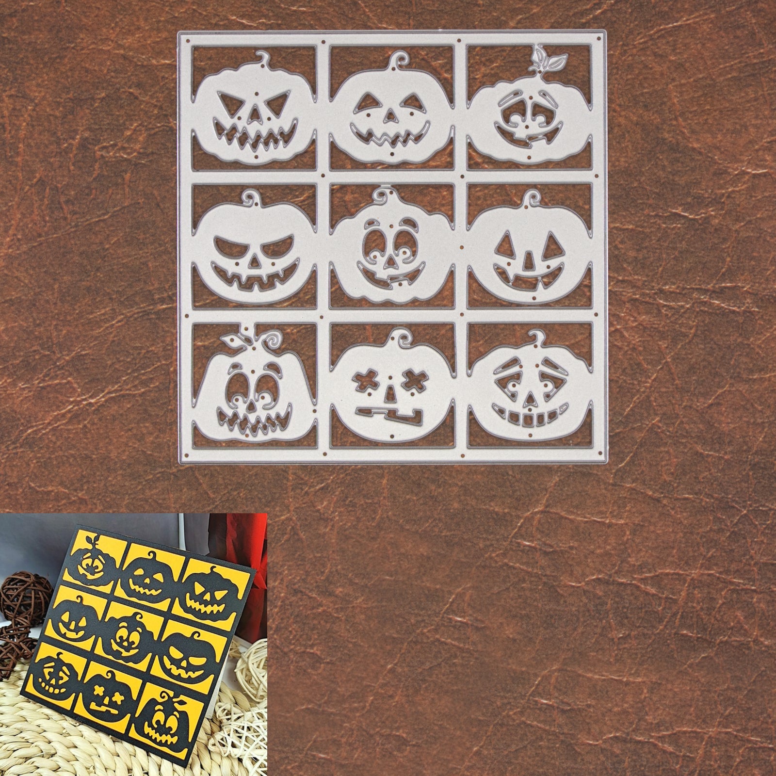 Halloween Jack-o-Lanterns Grid Background Frame Cutting Die