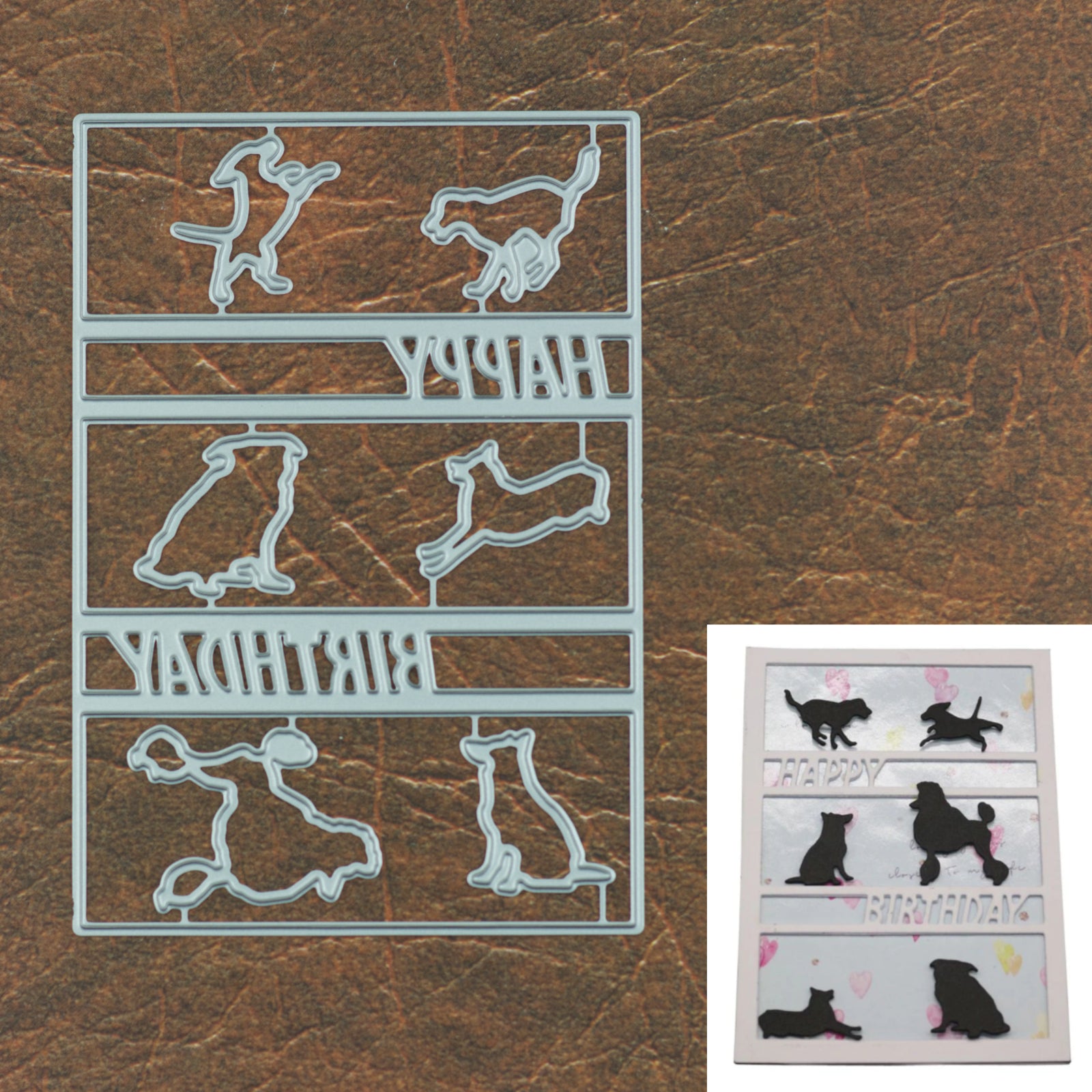 Happy Birthday Cutout Background w Dogs Cutting & Embossing Dies