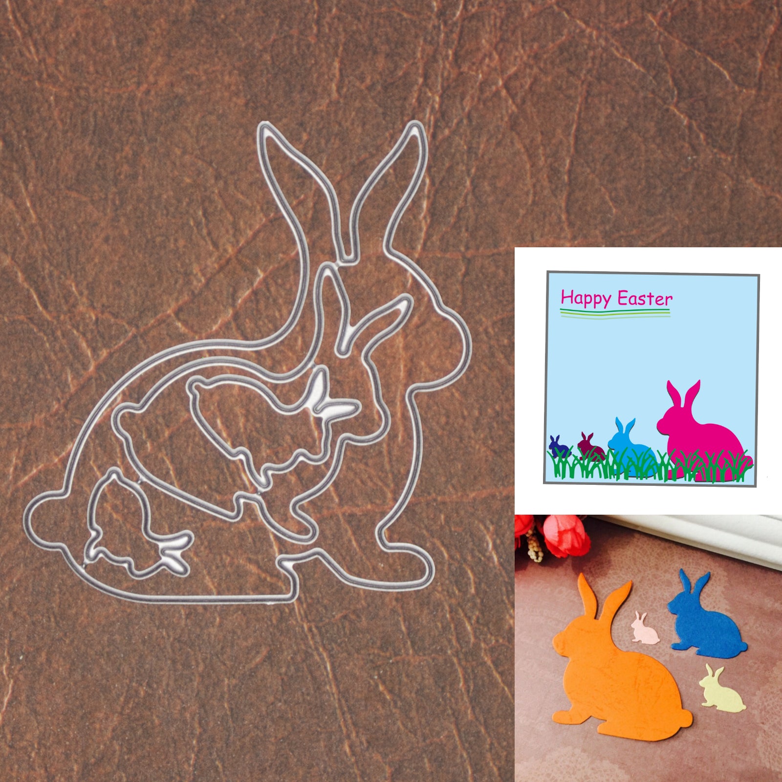 Easter Bunnies Silhouettes 4 Sizes Cutting Dies
