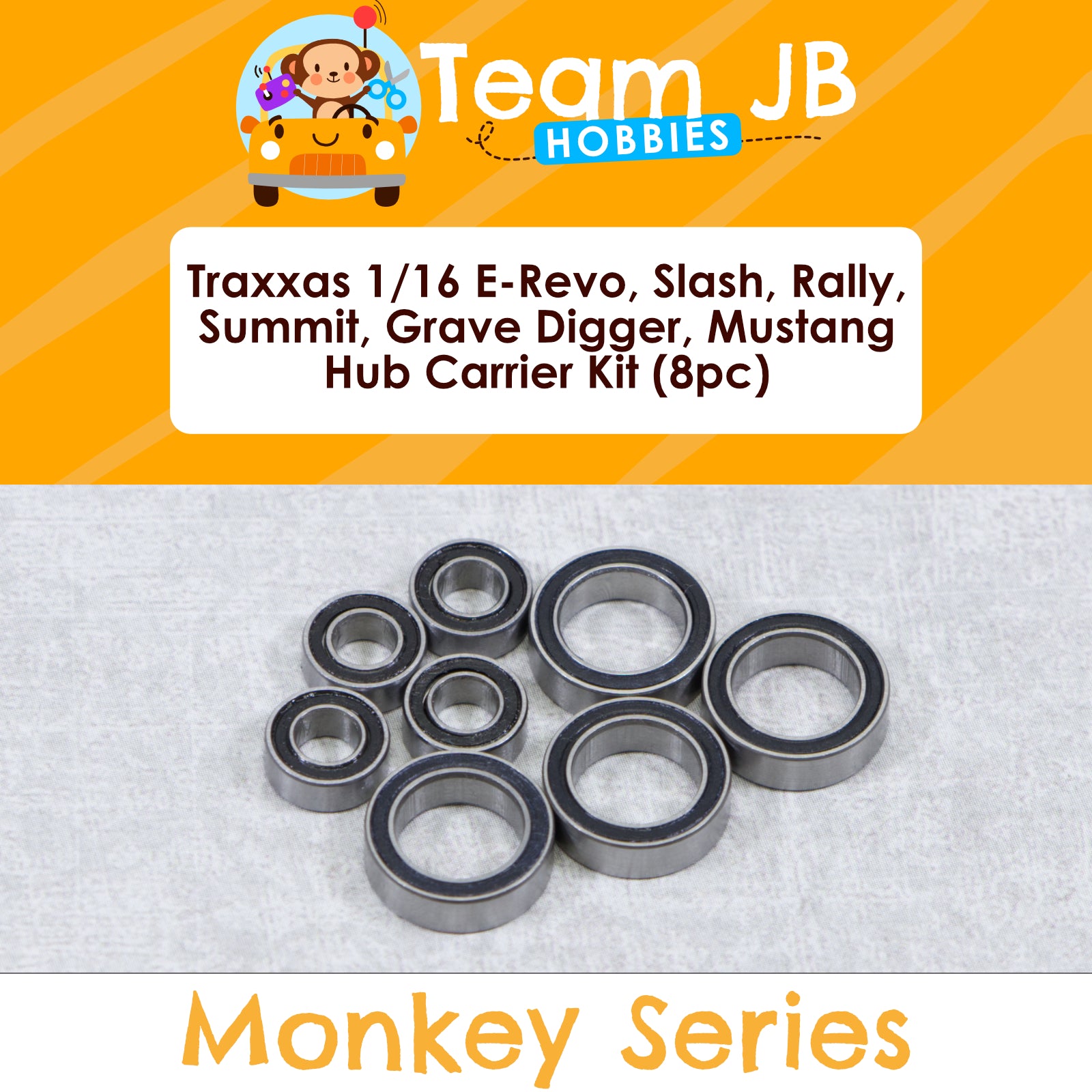 Traxxas 1/16 E-Revo, Slash, Rally, Summit, Grave Digger, Ford Mustang - Sealed Hub Carrier Bearing Kit