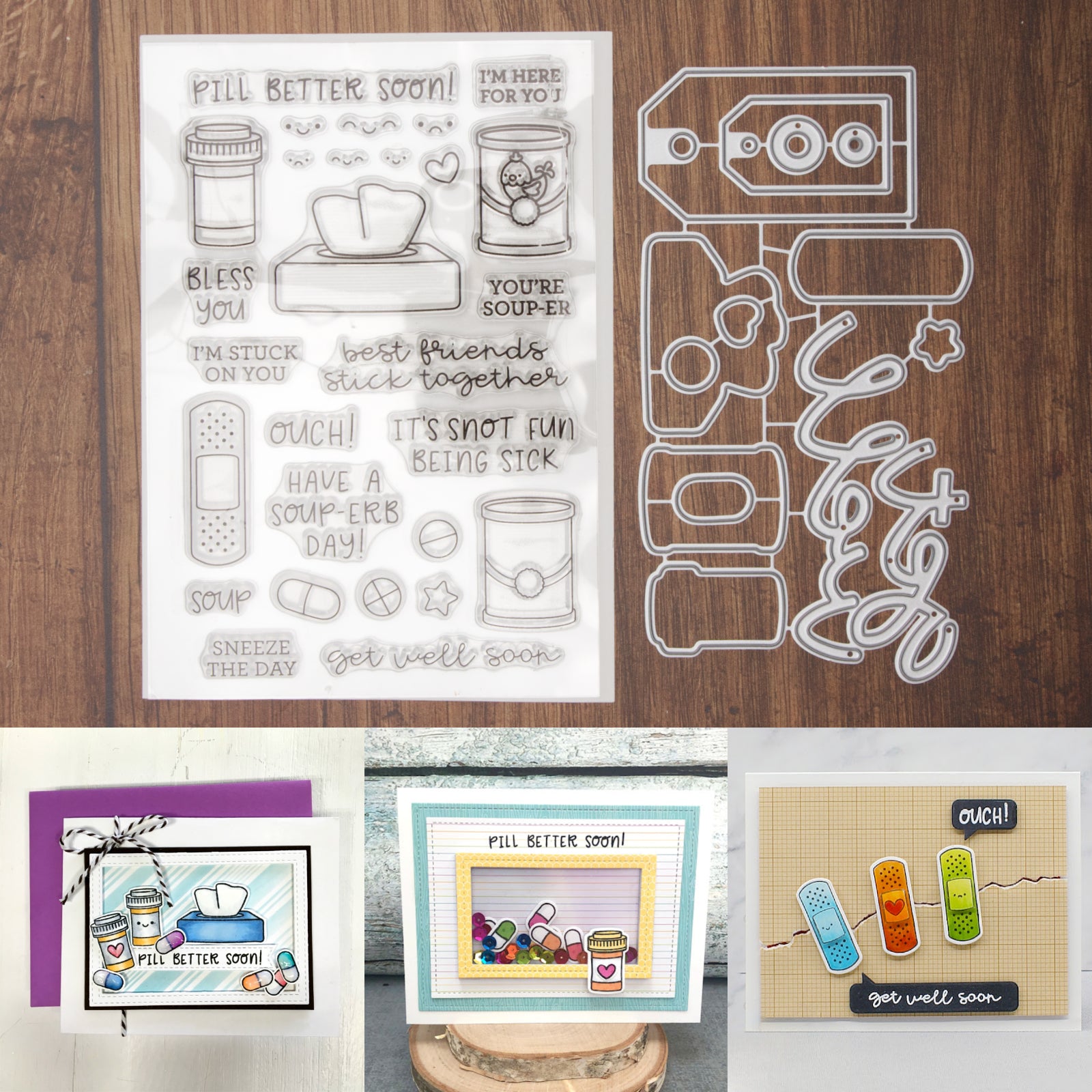 Get Well Pill Better Soon Cutting Dies & Stamps Set