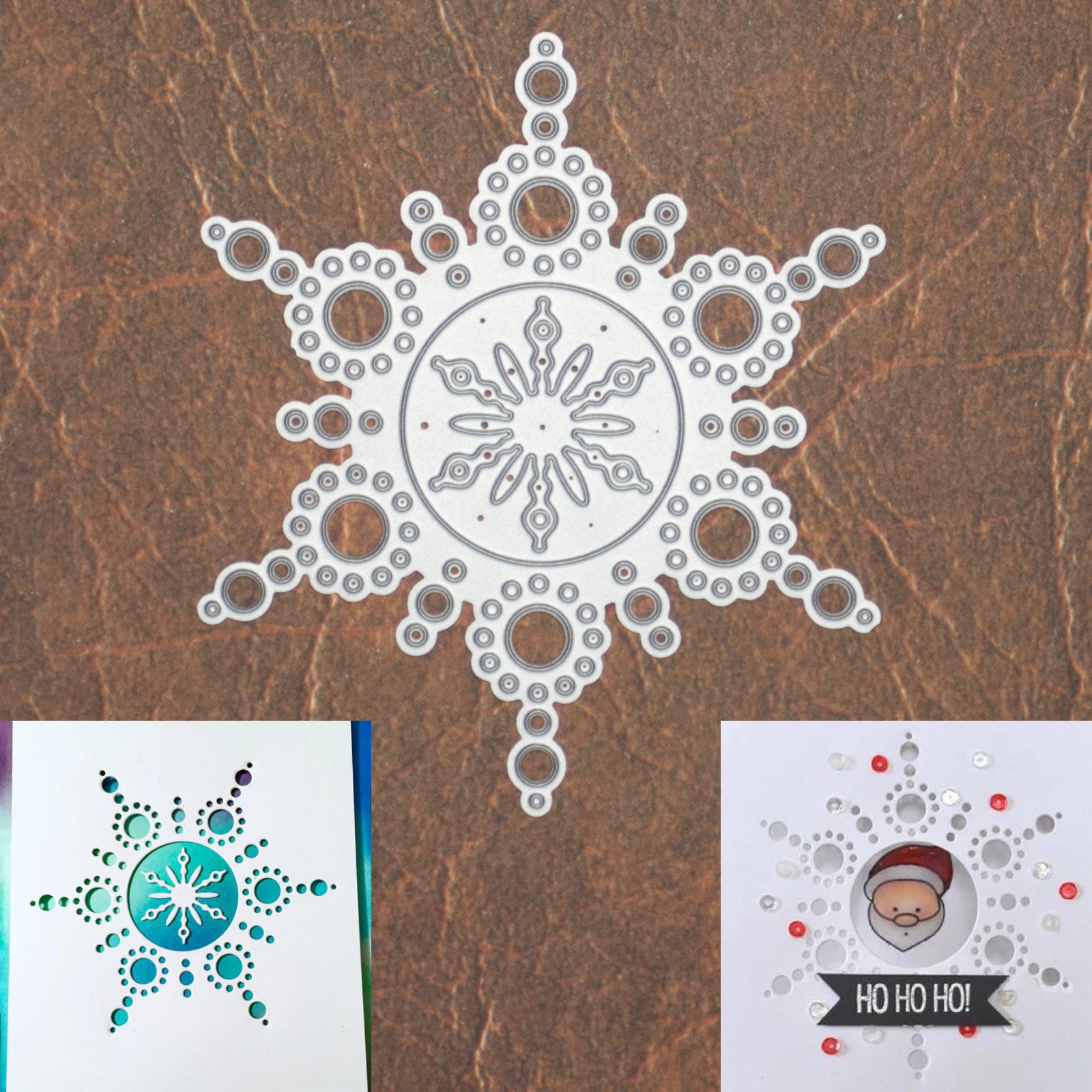 Cutout Dots Snowflake w Solid Snowflake Cutting Die