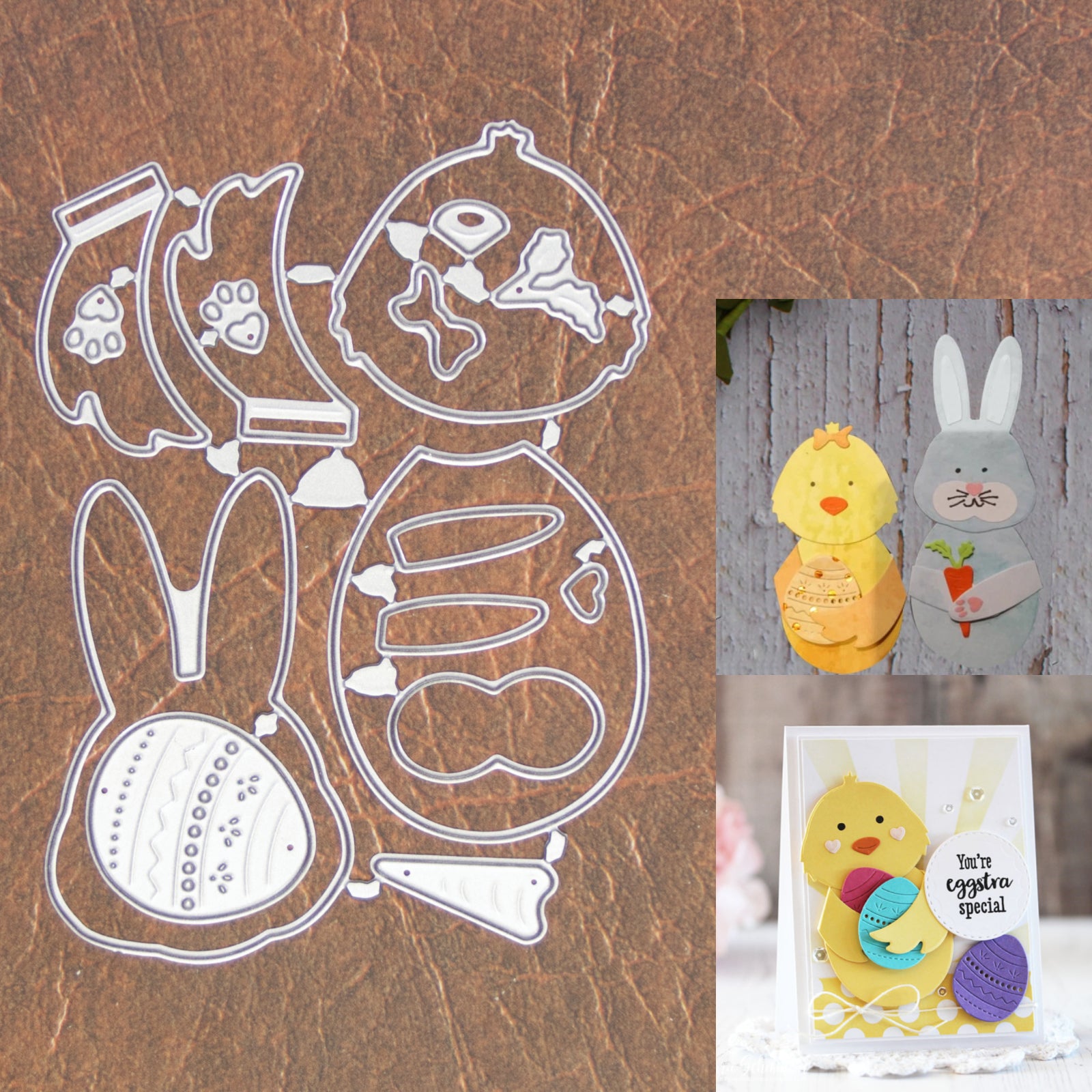 Easter Bunny / Chick w Egg & Carrot Cutting & Embossing Dies