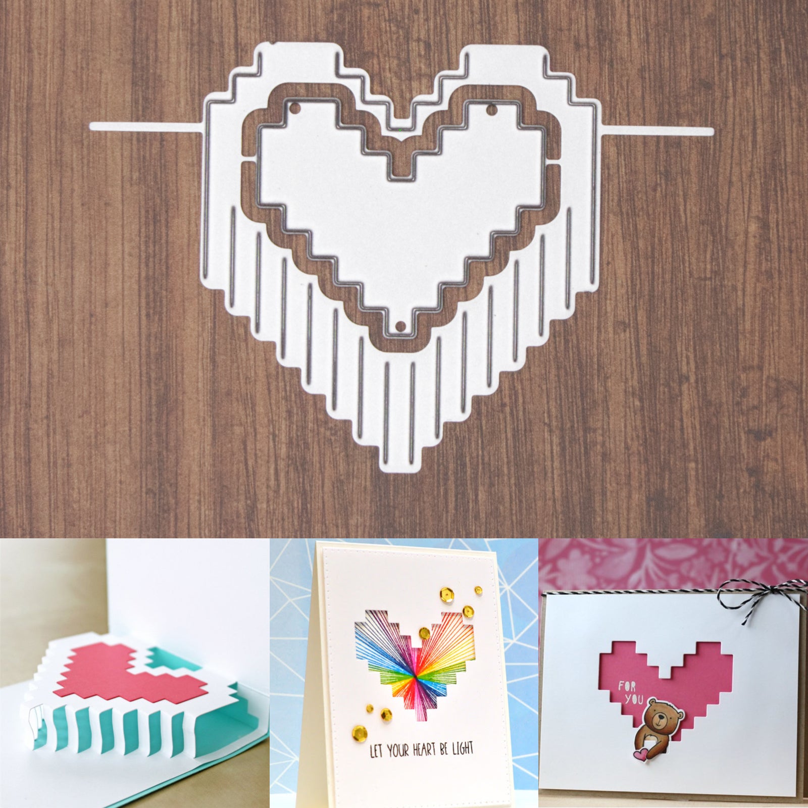 Pixelated Pop-Up Heart Cutting Dies