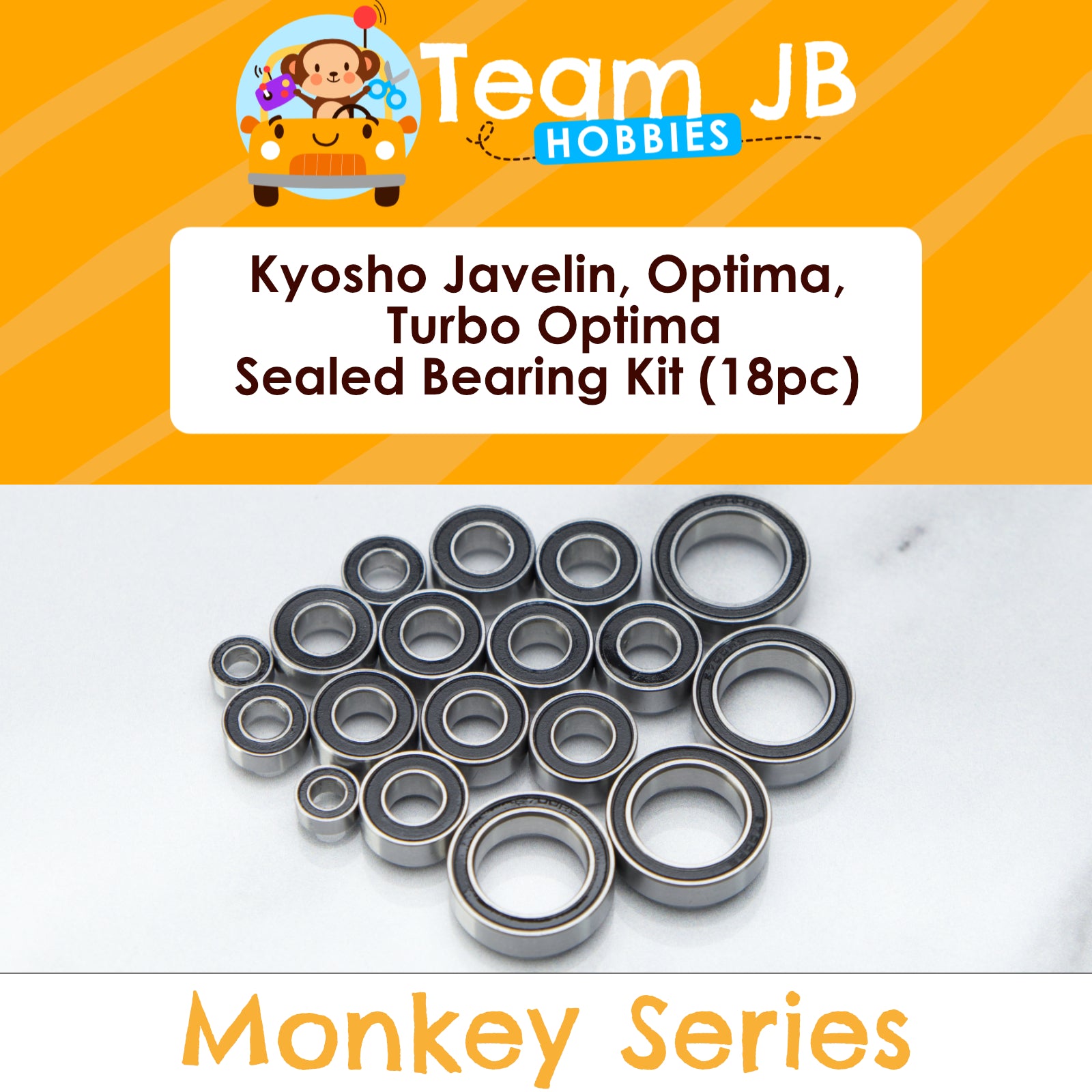Kyosho Javelin, Optima, Pro, Turbo Optima - 18 Pcs Rubber Sealed Bearings Kit