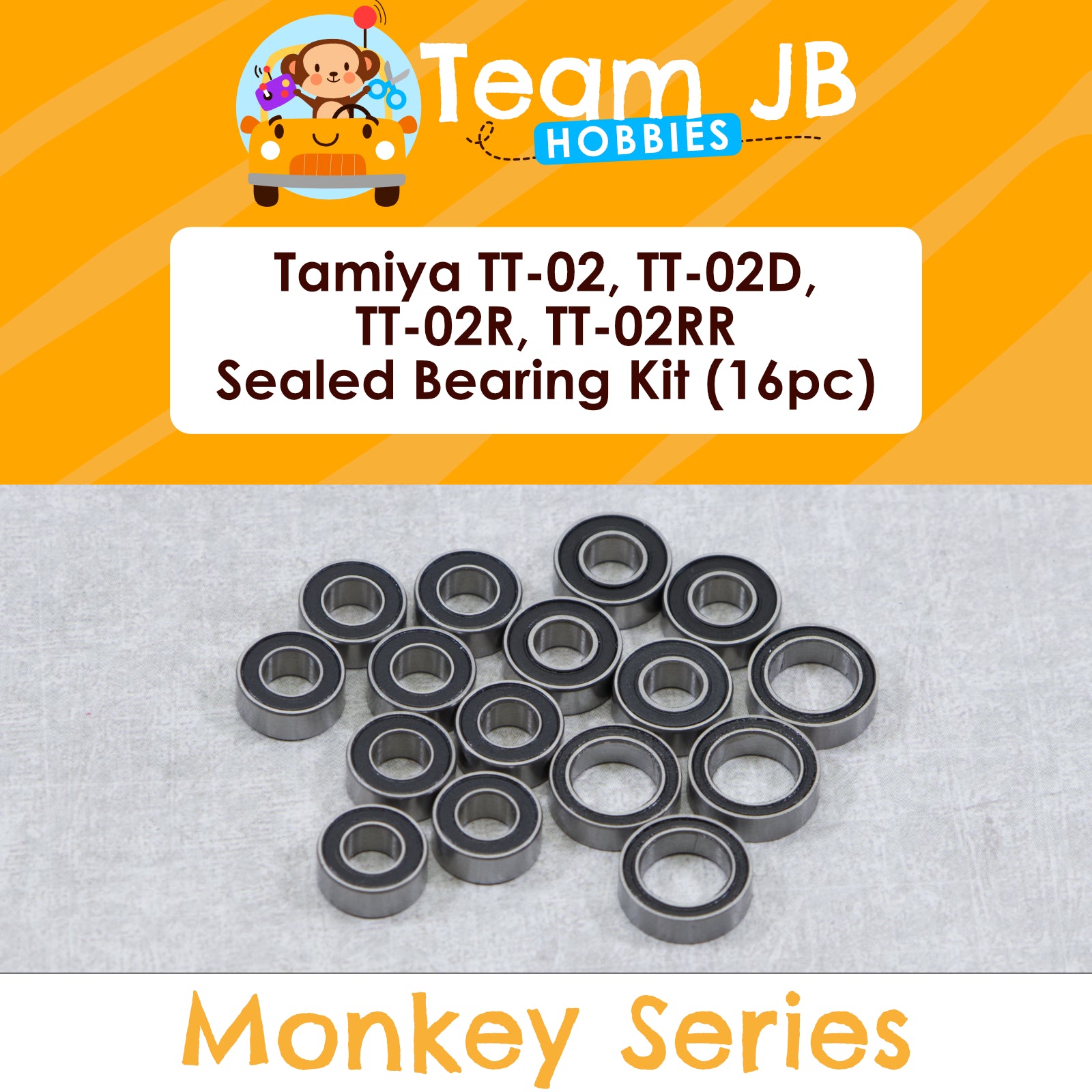 Tamiya TT-02, TT-02D, TT-02R, TT02-RR (60 Models) - 16 Pcs Sealed Bearings Kit