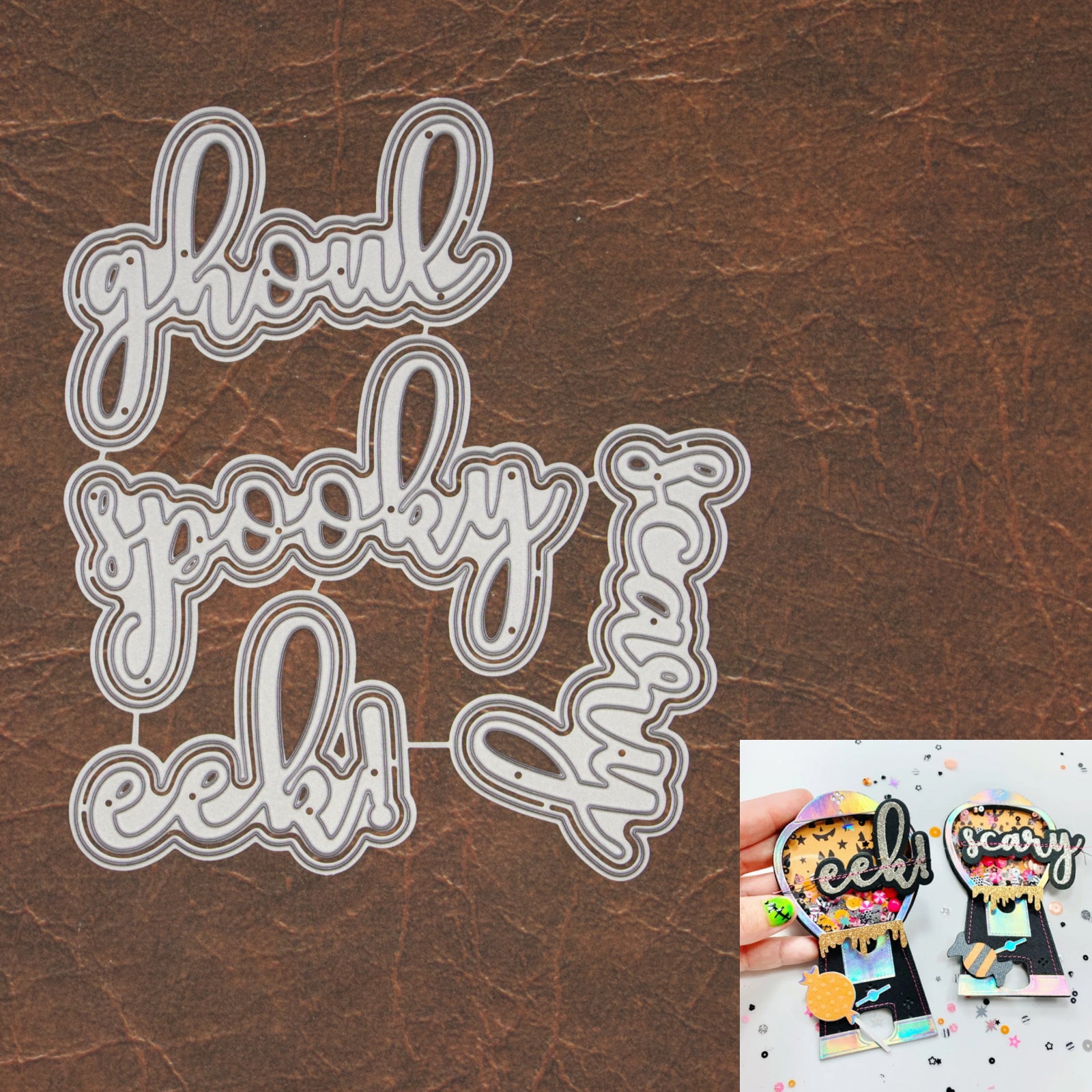 Scary Ghoul Halloween Words w Shadows Cutting Dies