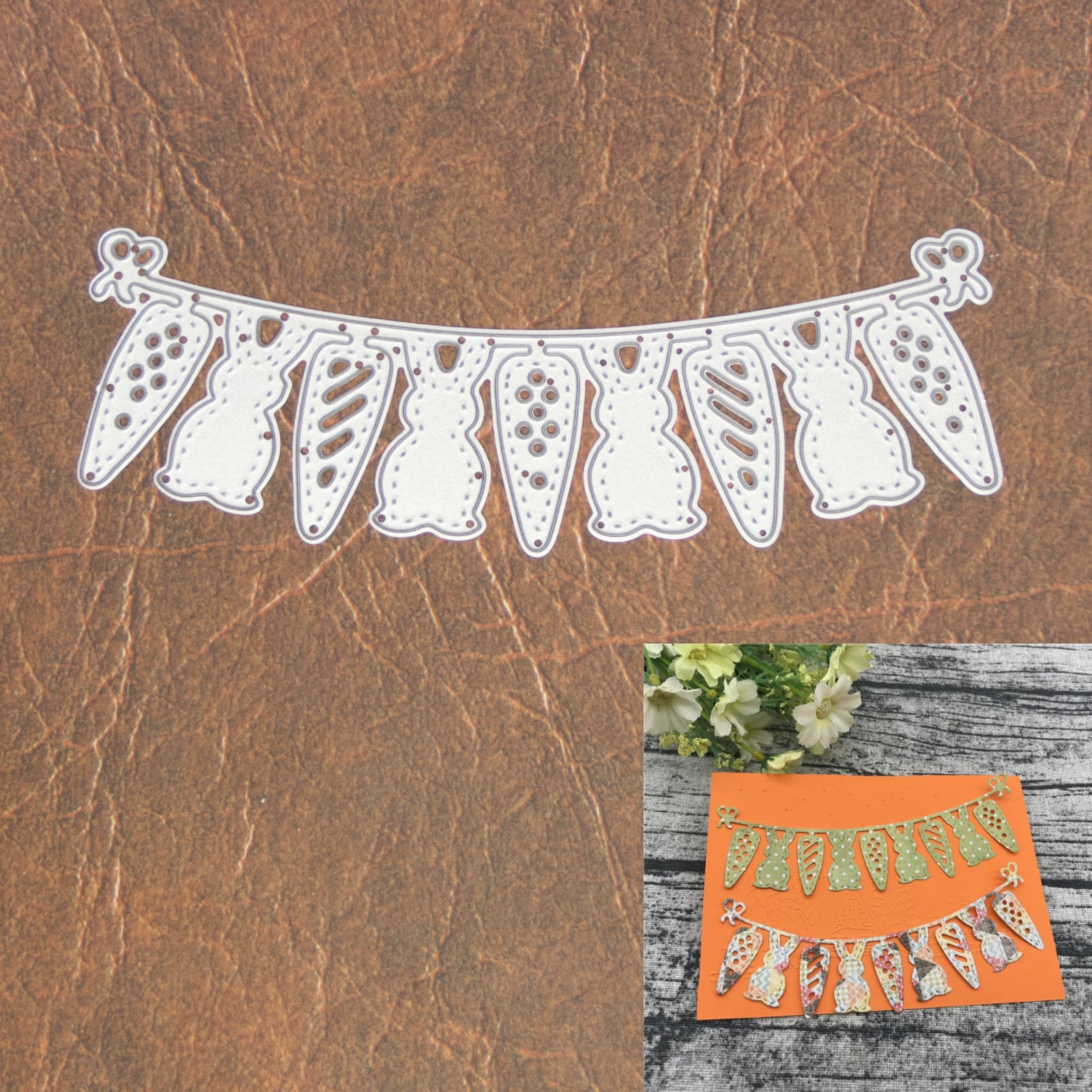 Stitched Bunnies & Carrots Easter Banner Cutting Die