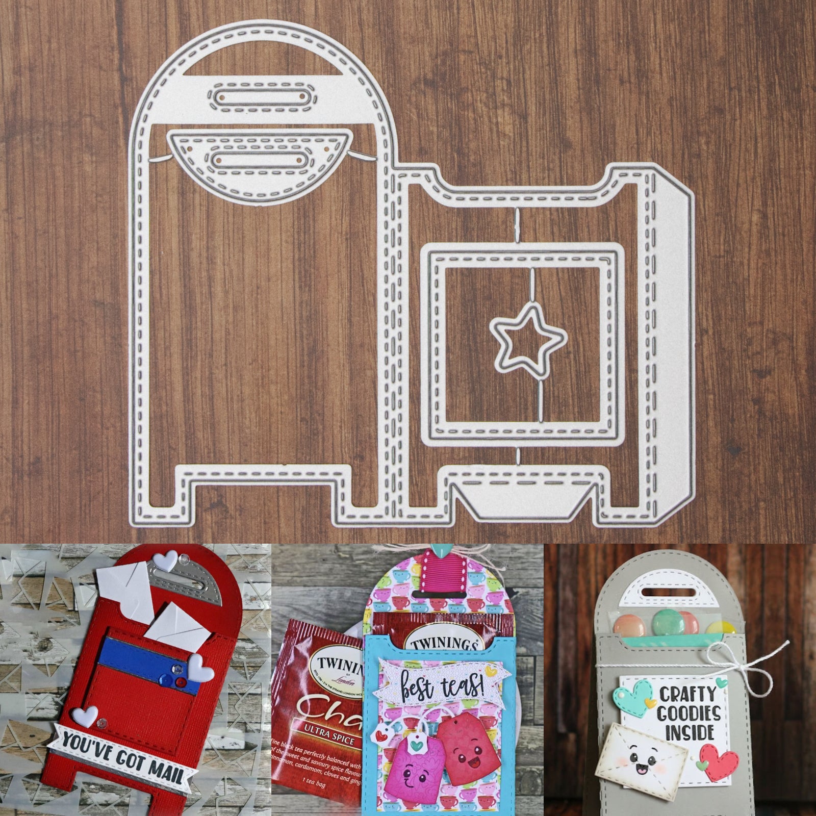 Stitched Mailbox Pocket Tag Cutting & Embossing Dies