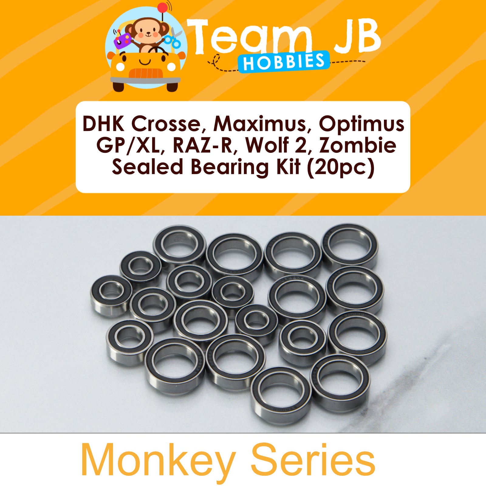 DHK Crosse, Maximus (GP), Optimus GP/XL, RAZ-R BL, Wolf 2/BL, Zombie 8E - Sealed Bearing Kit