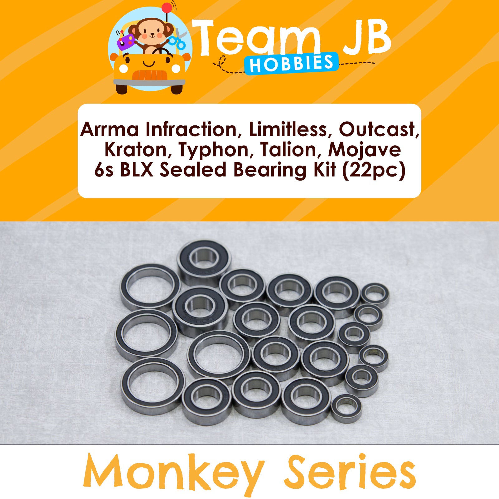 Arrma Infraction, Limitless, Outcast, Kraton, Typhon, Talion, Mojave, Fireteam - 6s BLX Sealed Bearing Kit