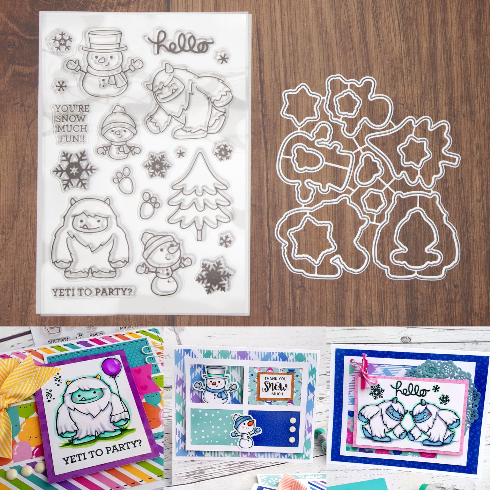 You’re Snow Much Fun Yetis & Snowmen w Snowflakes Cutting Dies & Stamps Set