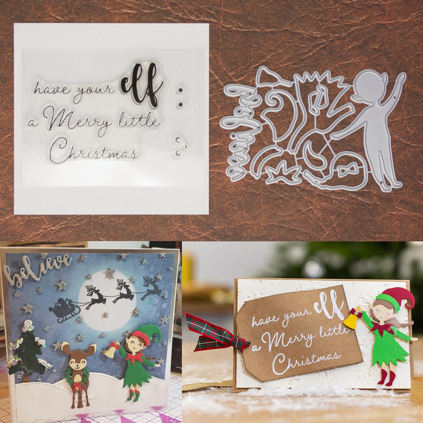 Christmas Elf w Believe Word Cutting Dies and Stamp Set