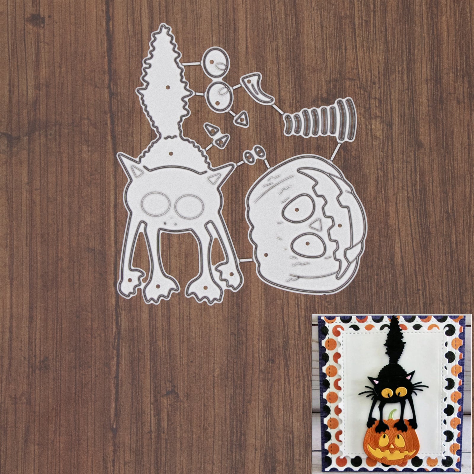 Scaredy Cat Standing on a Jack-o'-Lantern Cutting Dies