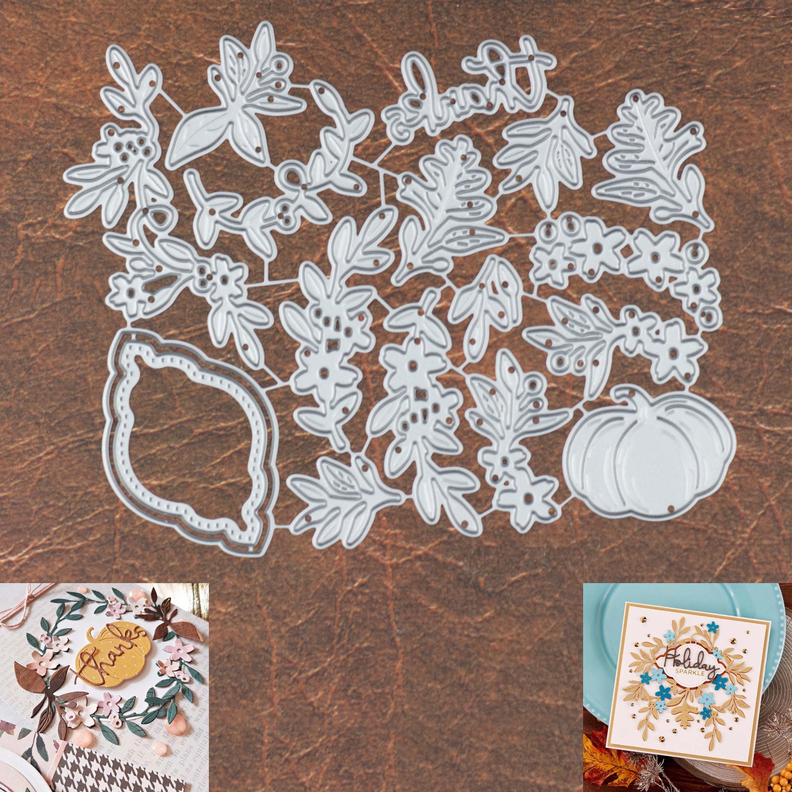 Thanksgiving Fall Foliage w Pumpkin Labels Cutting & Embossing Dies