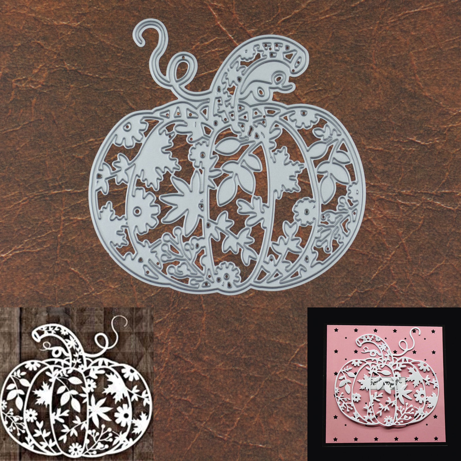Large Pumpkin w Leaves & Flowers Design Cutting Die