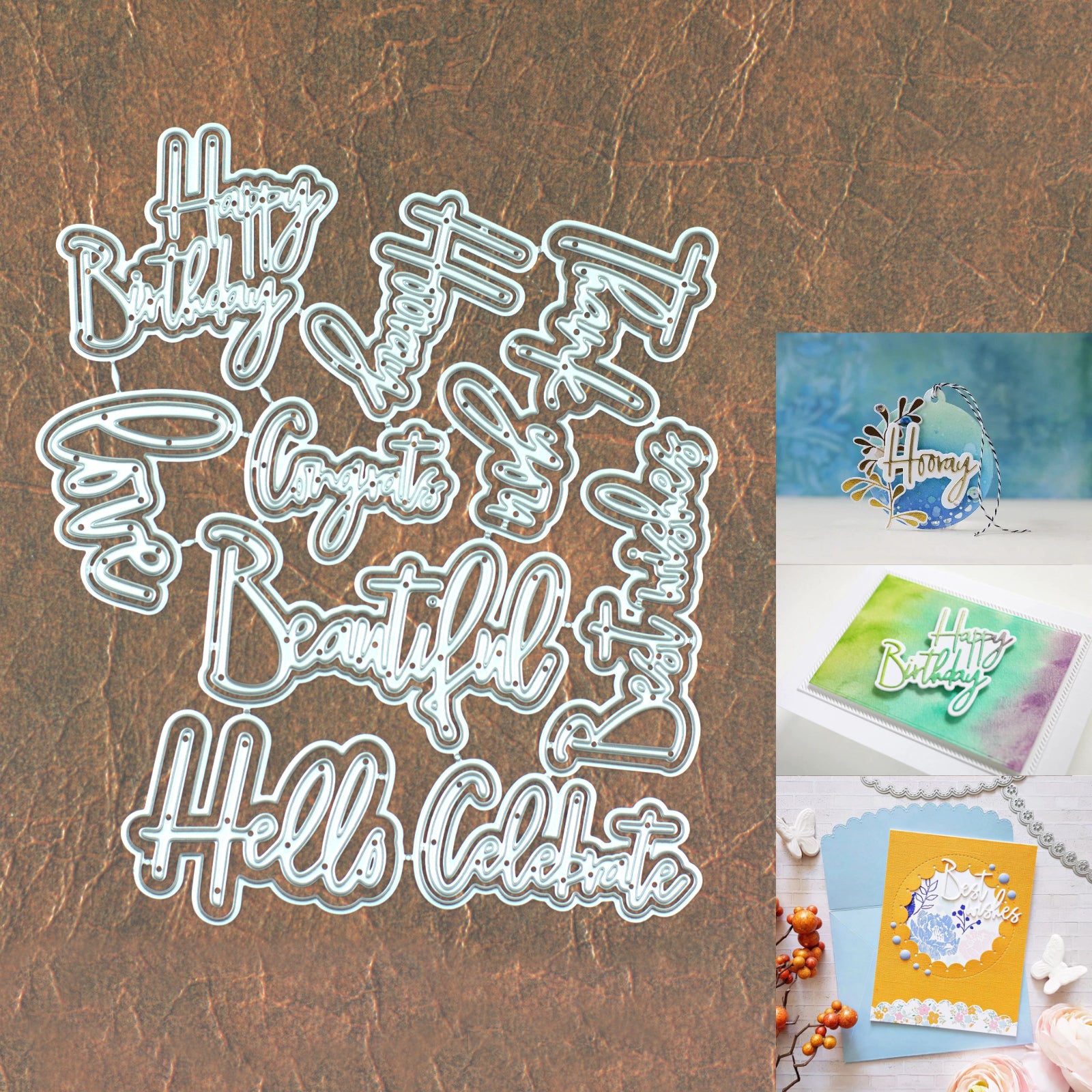 Celebrate Sentiments Words w Shadows Cutting Dies