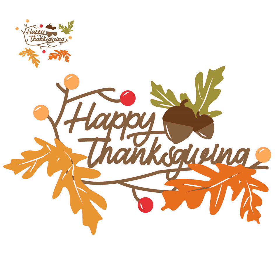 Happy Thanksgiving with Fall Leaves Acorns and Branch Cutting and Embossing Dies