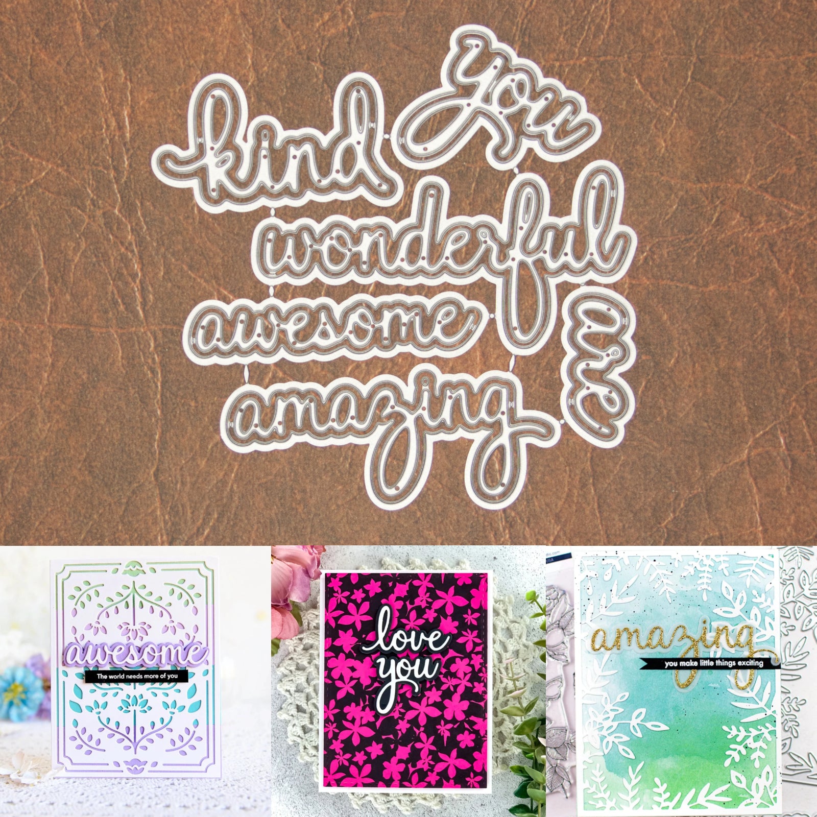 You Are Amazing Sentiment Words w Shadows Cutting Dies