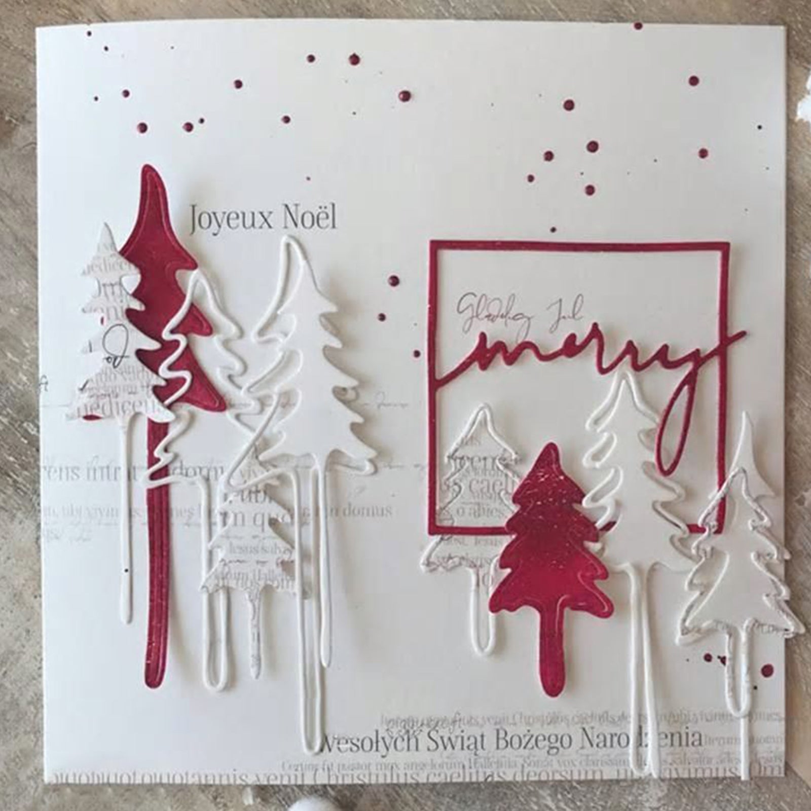 Large Evergreen Trees w Outline Frames Cutting Dies - 3 Sizes