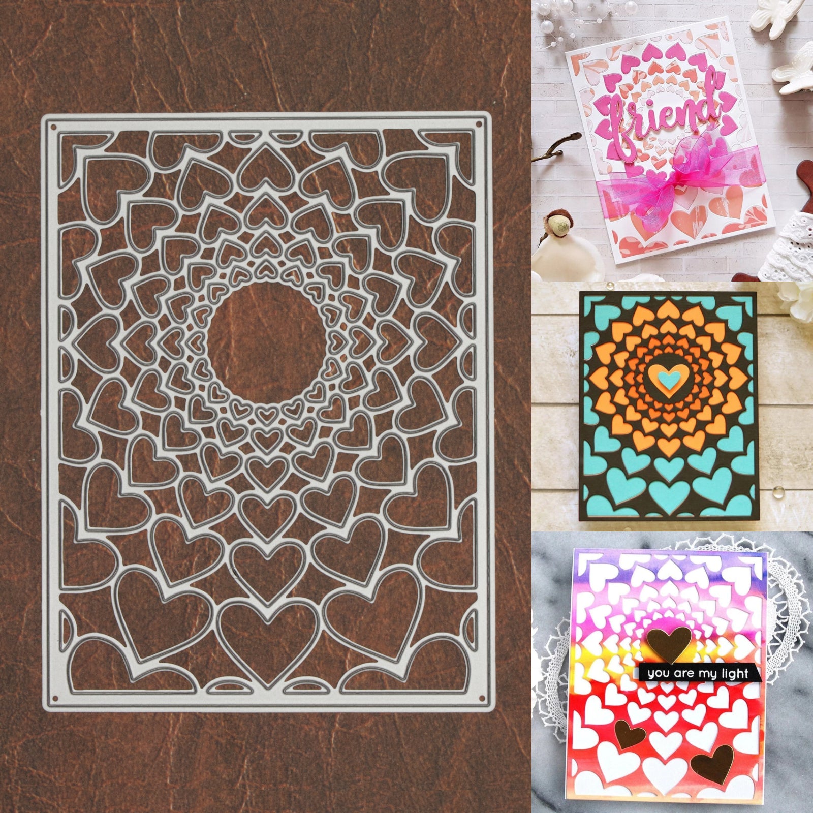 Radiating Hearts Background Cutting Die