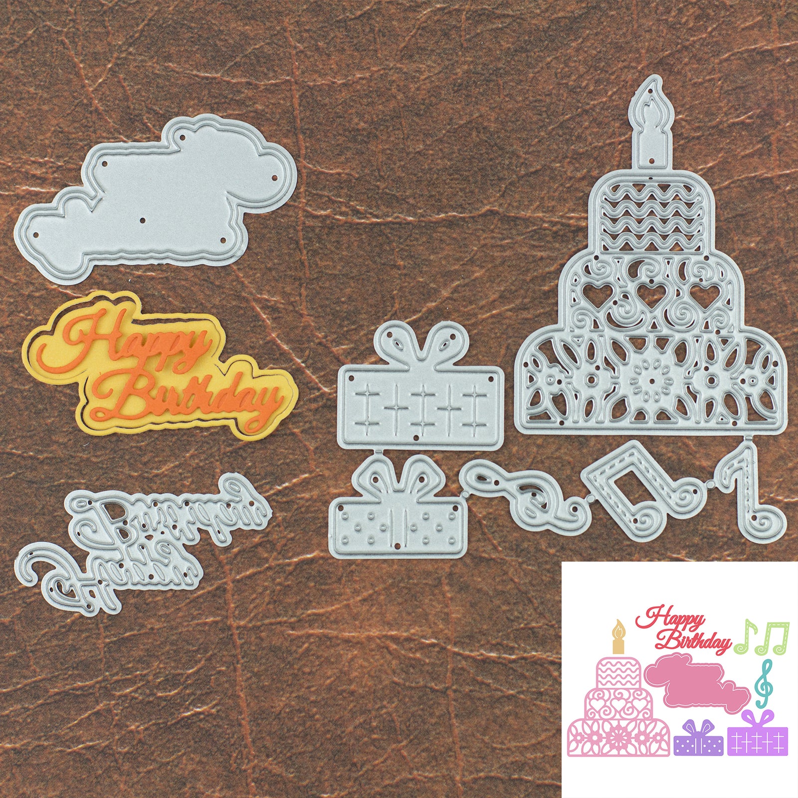 Happy Birthday Cake with Presents Cutting and Embossing Dies