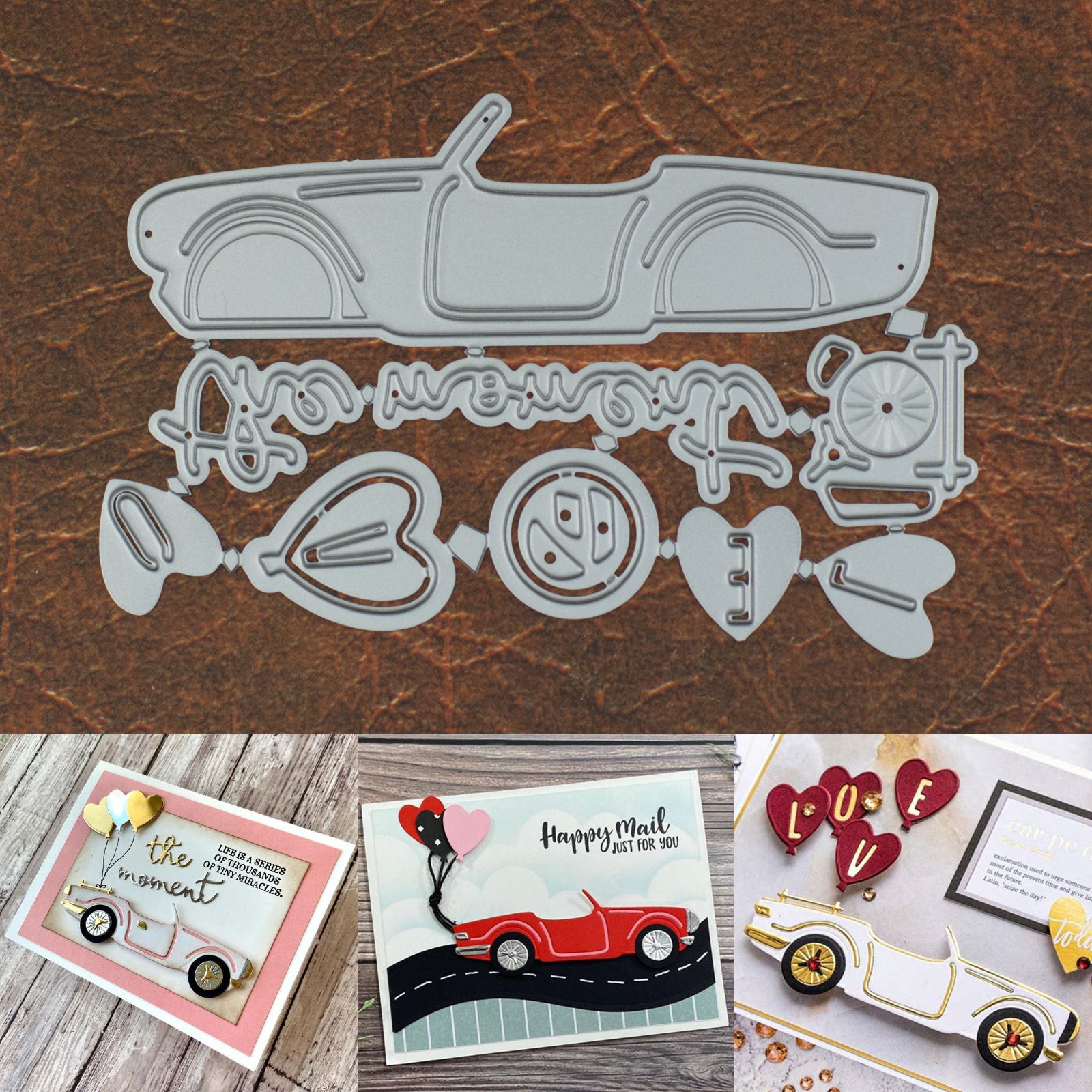 Classic Sports Car w Heart Balloons Cutting Dies – Love the Moment