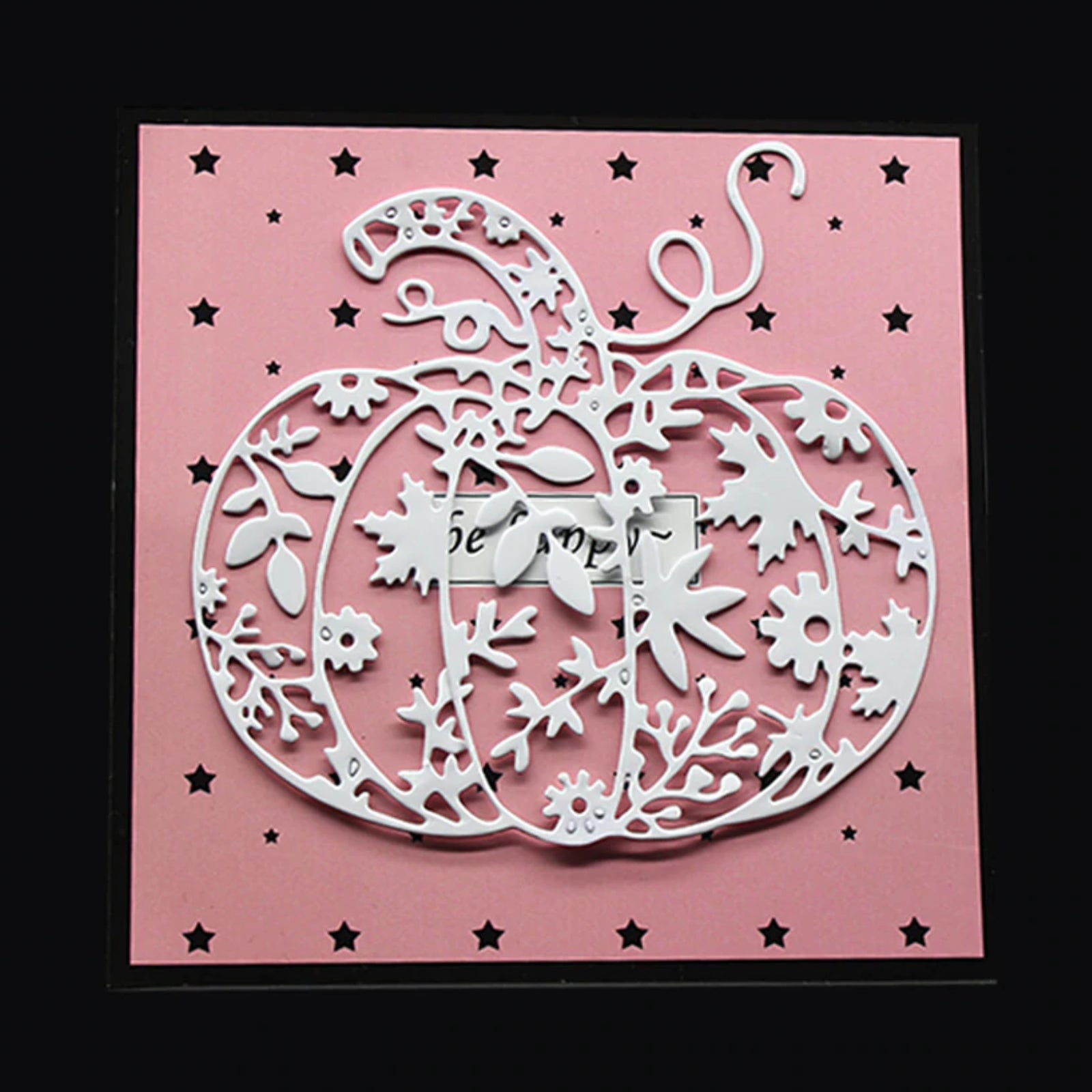 Large Pumpkin w Leaves & Flowers Design Cutting Die