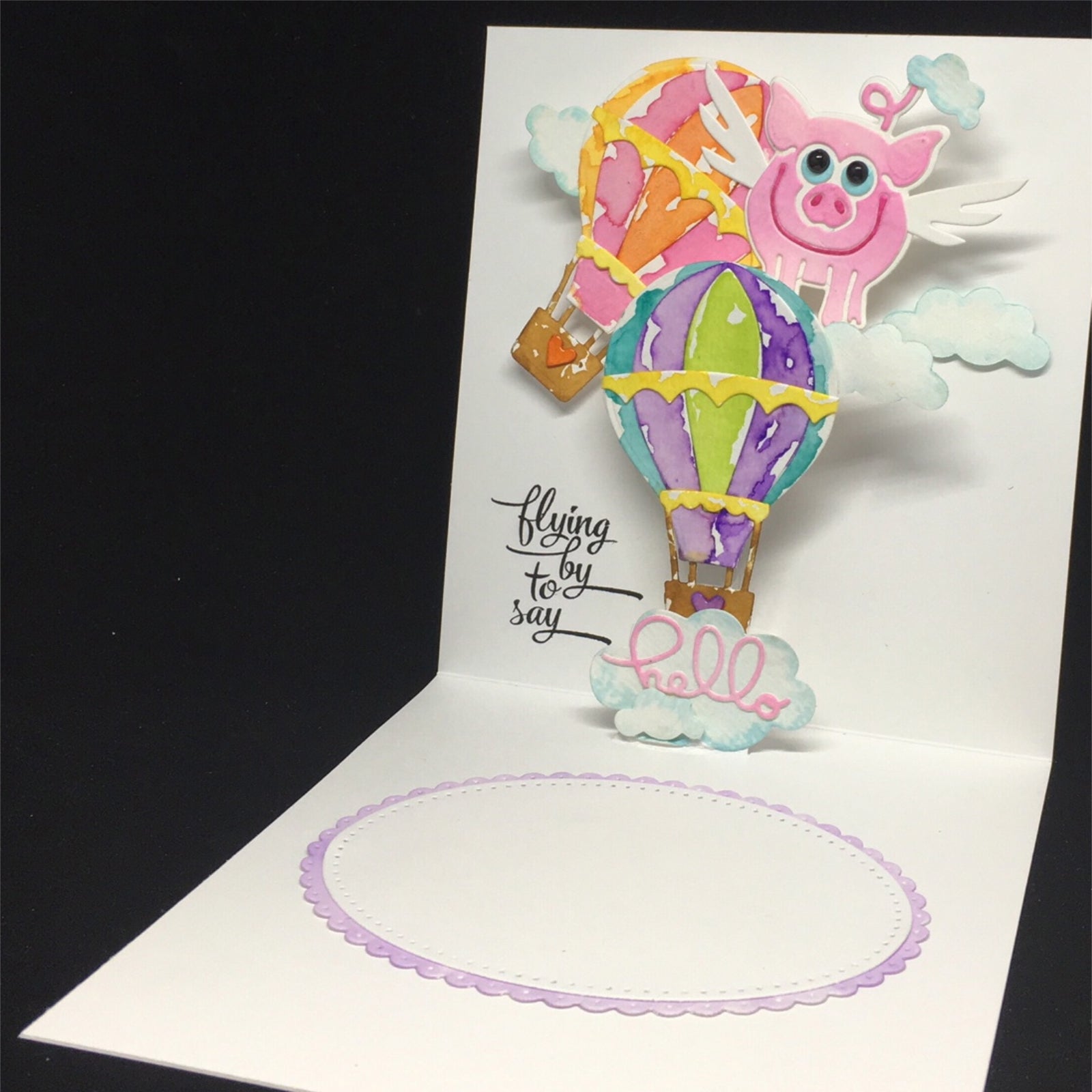 Pop Up Hot Air Balloon w Clouds Cutting Embossing Dies