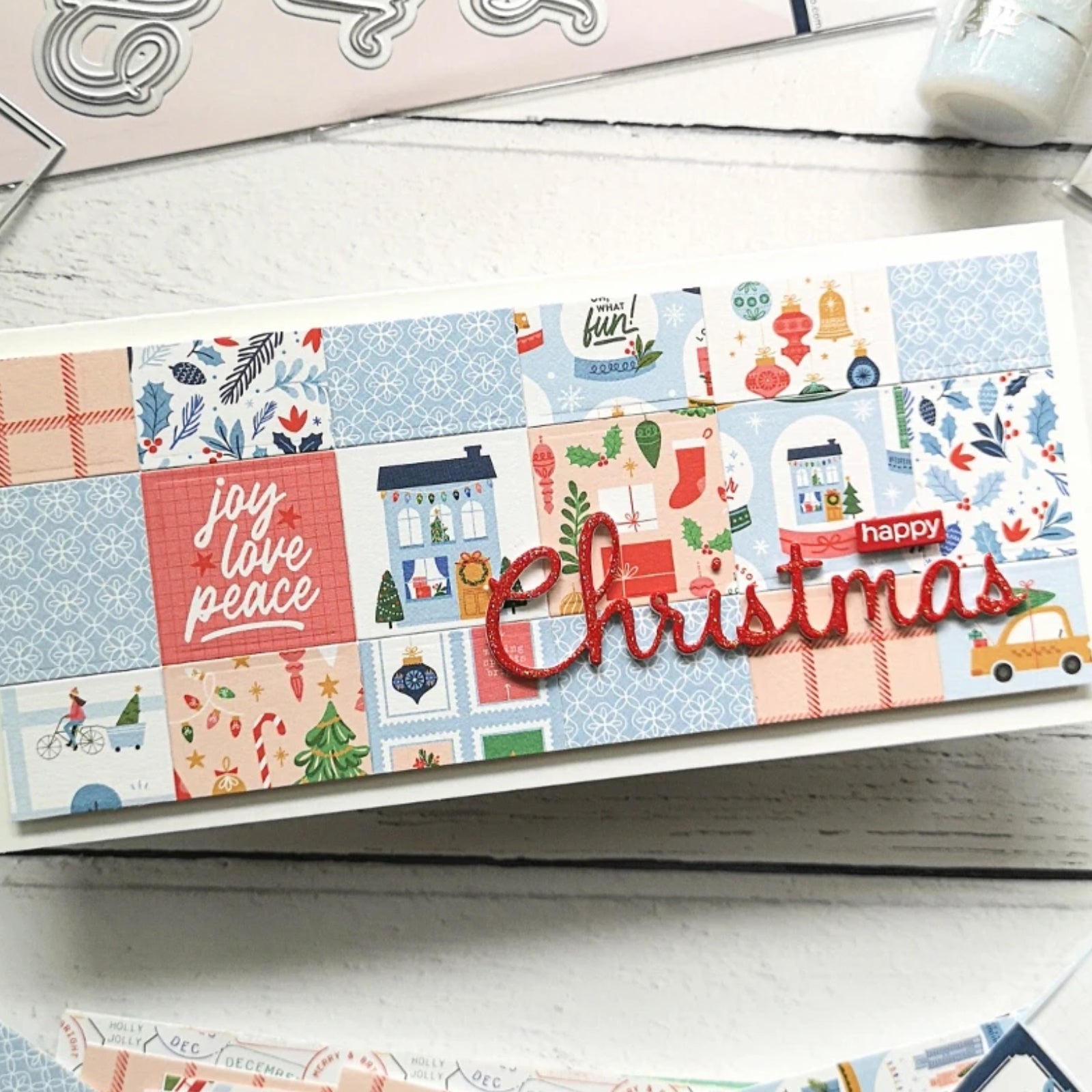 Season’s Greetings Holiday Sentiments w Shadows Cutting Dies
