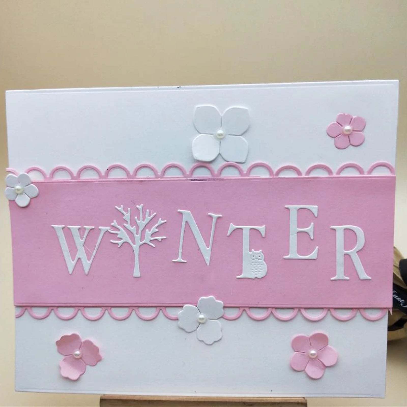 Winter Sentiment Word w Tree & Owl Cutting Die