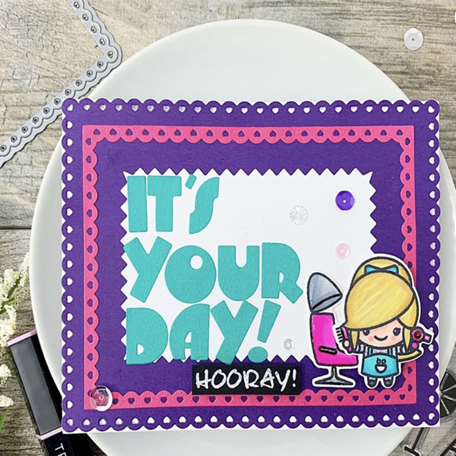 Hearts Edged Rectangle w Frames Stars Burst Cutting Dies