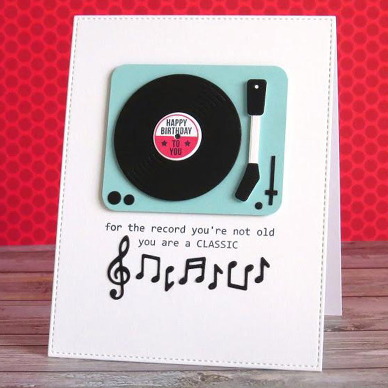 Classic Vinyl Music Record Cutting Dies with Coordinating Stamp Set