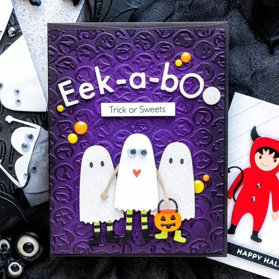 Halloween Ghost Boo!, Skeleton, and Kid Trick or Treat Costumes Cutting Dies